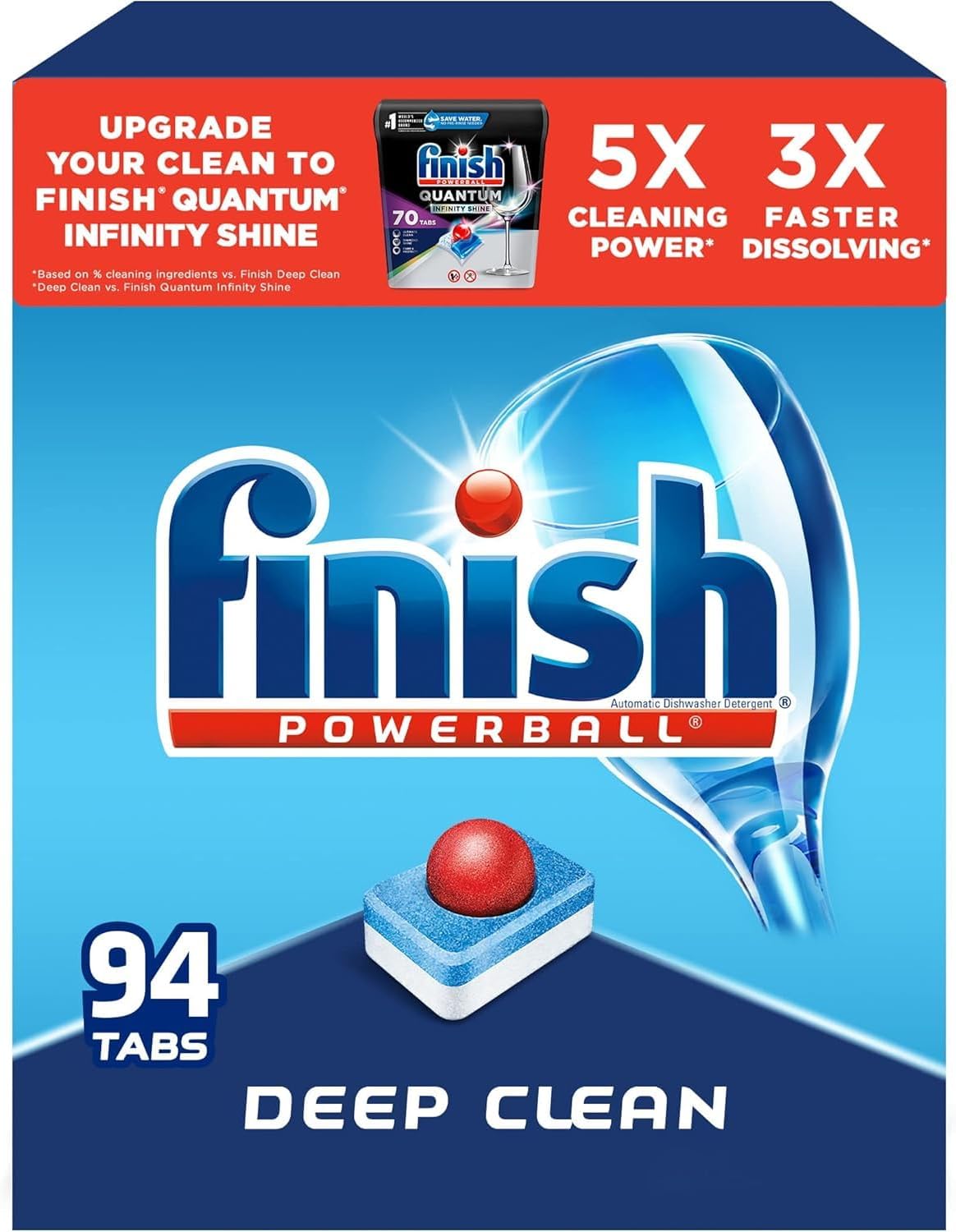 Finish Powerball Dishwasher Pods, Dishwasher Tablets Plastic Free, Fresh Scent, 94 Count