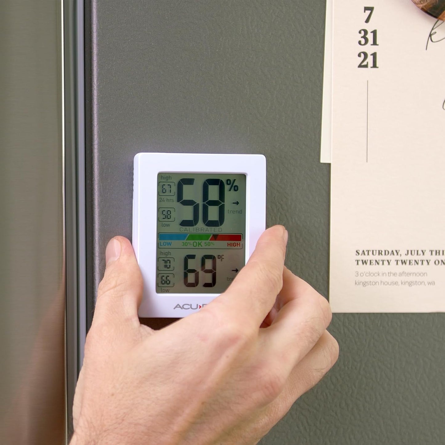 AcuRite Humidity Meter Hygrometer and Indoor Digital Thermometer with Temperature Gauge and Humidity Gauge, Room Thermometer Comfort Scale, 3 x 2.5 Inches, White (01083M)