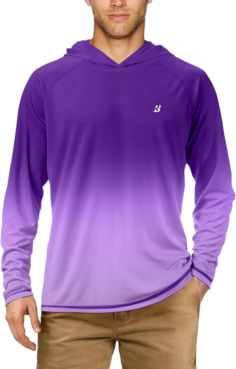 Roadbox UPF 50+ Fishing Shirts for Men, Long Sleeve UV Sun Protection Hoodie, Outdoor Hiking Running Swimming Rash Guard
