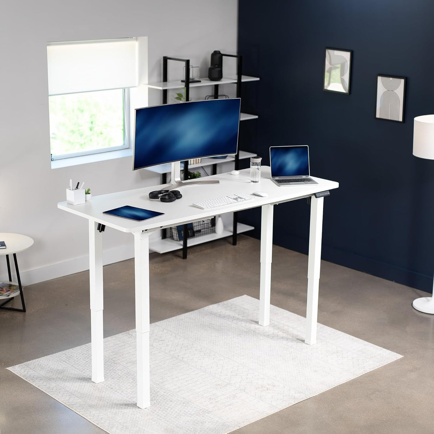 VIVO Electric 4-Leg Dual Motor Standing Desk Frame for Table Tops up to 84 x 43 inches and 220 lbs, Memory Controller Height Adjustment, Frame Only, White, DESK-E4W