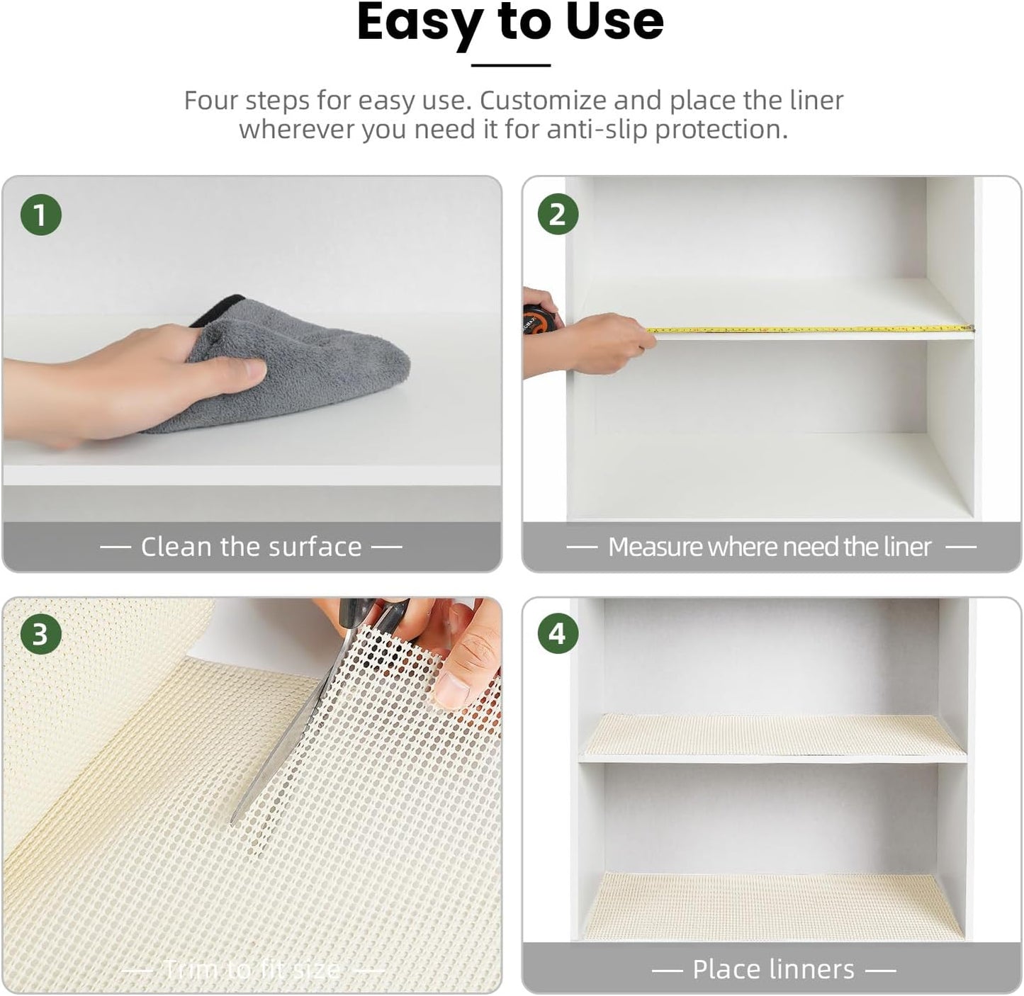 BAGAIL Non-Adhesive Shelf Liner, Thick Strong Grip Drawer Liners for Kitchen Cabinets, Heavy-Duty Easy Cut Cabinet Liners for Shelves, Pantry, Bathroom Cupboards - 12" x 20FT, Cream