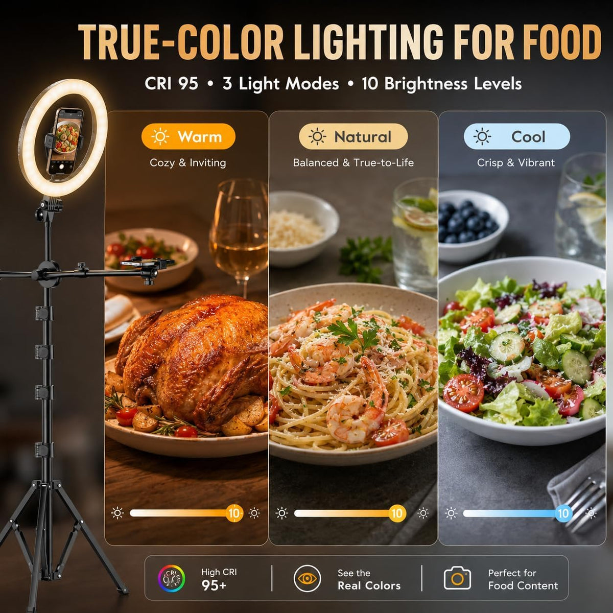 Upgrade Tripod Ring Light Stand with 2 Telescopic Arms -67" Ring Light Tripod for iPhone&Android, Overhead Phone Mount with Remote, Phone Stand for for TikTok, YouTube，Zoom & Video Recording