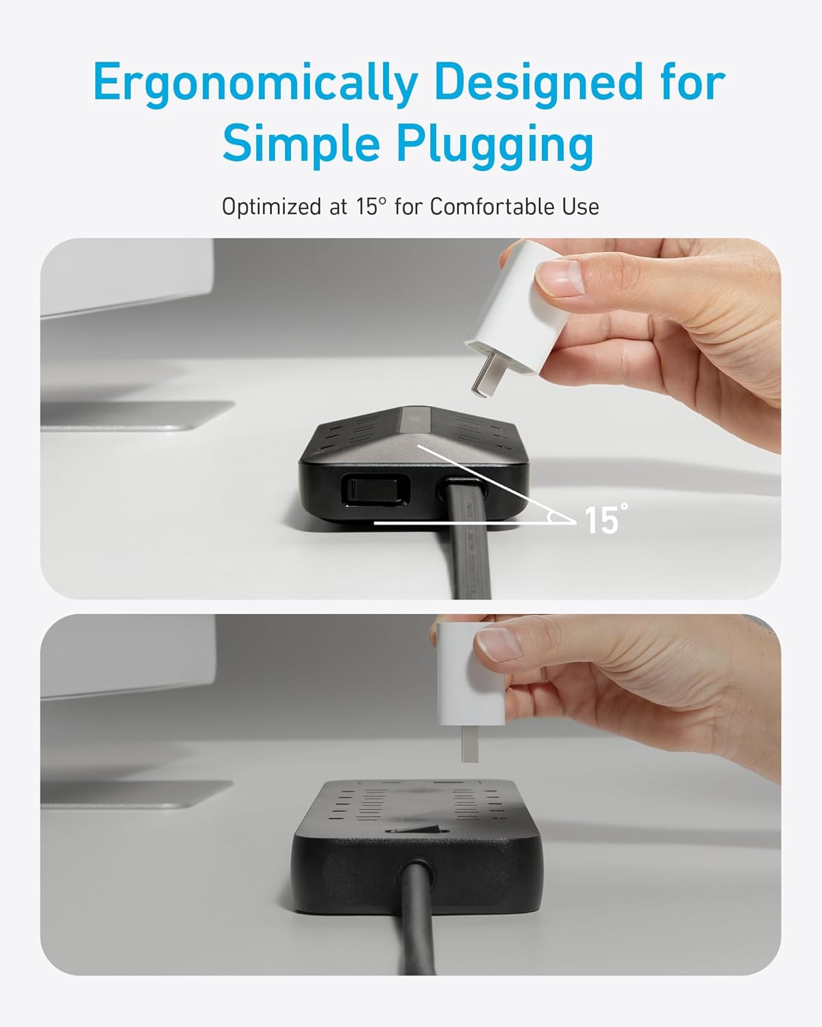Anker Power Strip with 300J Surge Protector, Flat Plug Extension Cord with Multiple Outlets, 6 AC, 2 USB A & 2 USB C Ports for 20W, 5ft Outlet Extender, Dorm Room Essentials, Home Office