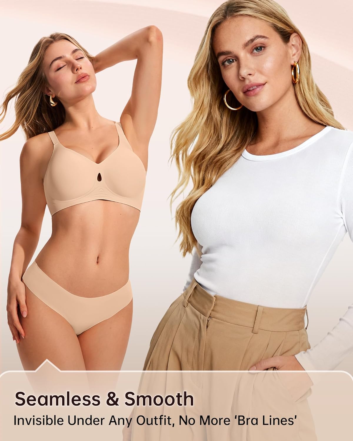 LetsJoli Wireless Bras for Women No Underwire Jelly Bras Seamless Push Up Full Coverage Bralettes Comfortable Everyday Bra