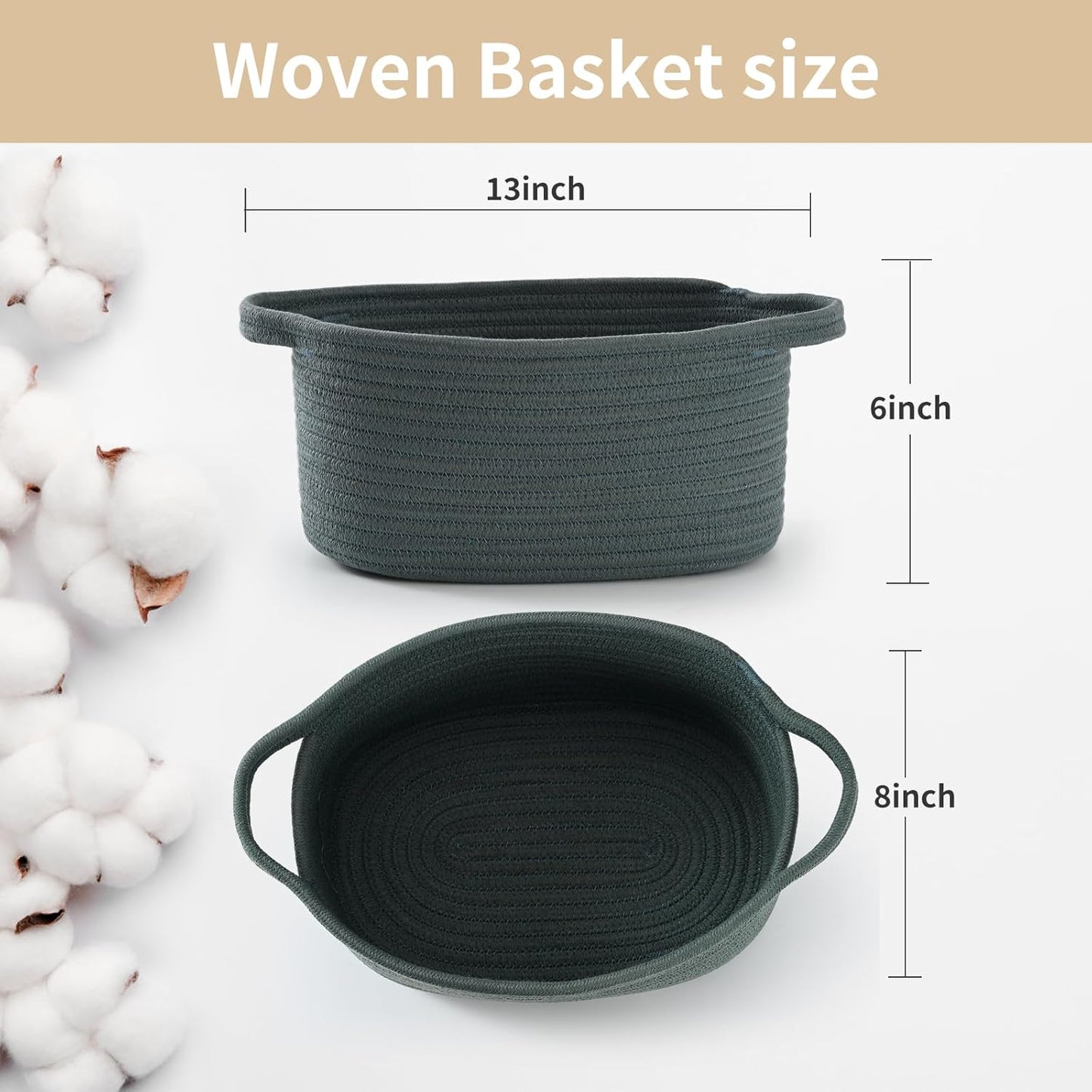 Happyiren Cute Woven Storage Basket – Hunter Green Empty Gift Burr Basket | Great for Halloween, Thanksgiving, Christmas, Birthday, Holiday Gifts; Eco-Friendly Organizer Bin for Nursery, Plants