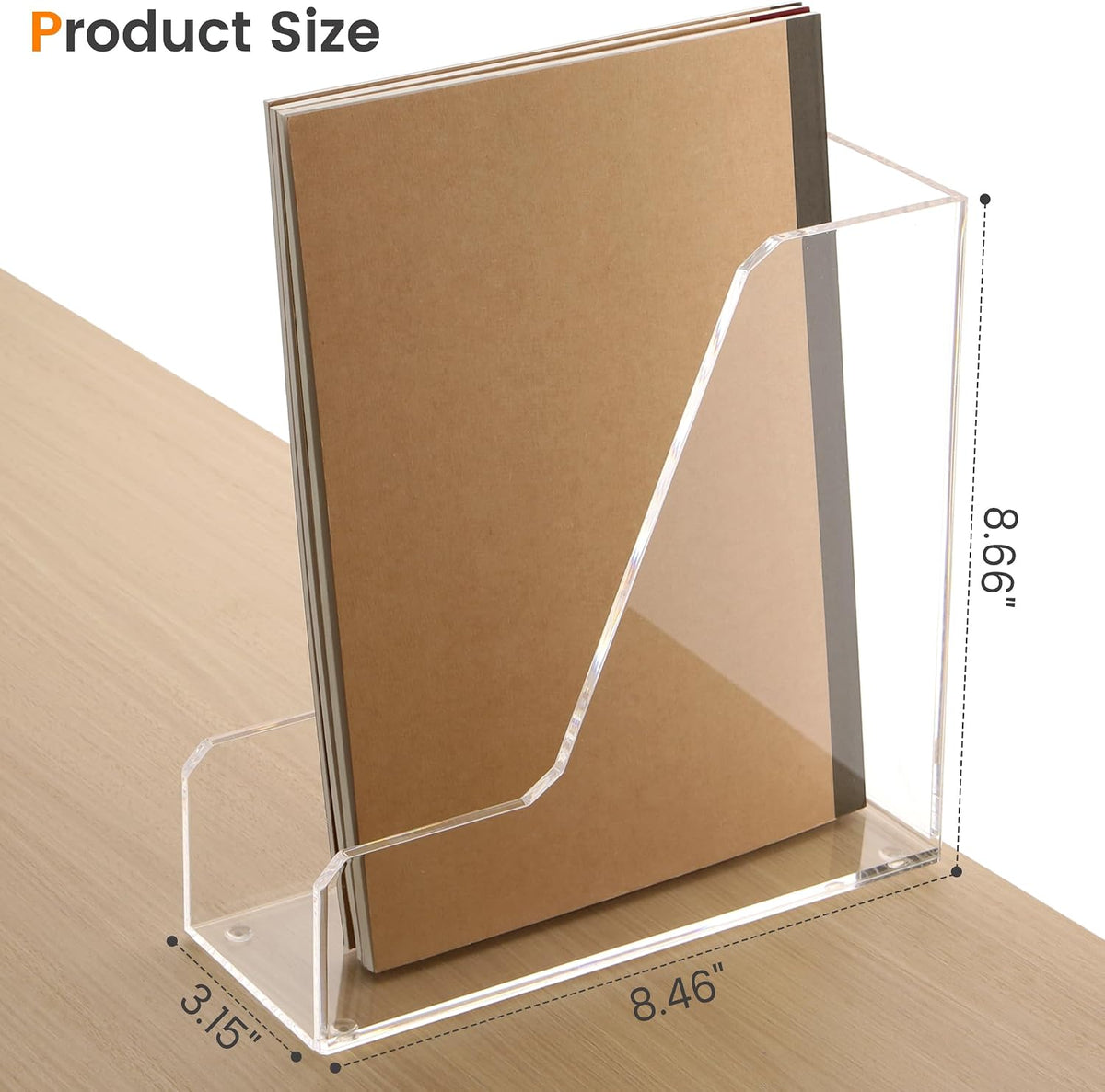 HeZone Acrylic Magazine Rack File Holder Desk Organizers and Storage 2-Pack Small Clear Acrylic Vertical Magazine Holder Book Stand for Office Desk