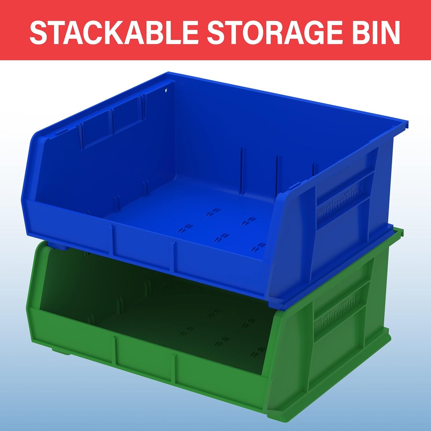 Akro-Mils 30250 AkroBins Plastic Storage Bins, 15"x16"x7", Black, 6-Pack | Space-Saving Stackable Bins for Garage, Pantry, Craft Organization