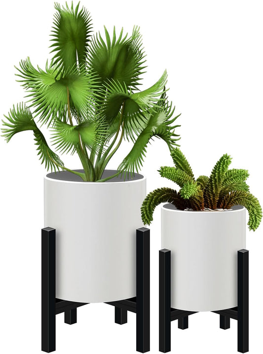 12 inch & 10 inch Plant Pot with Stands Set of 2 with Drainage Plug