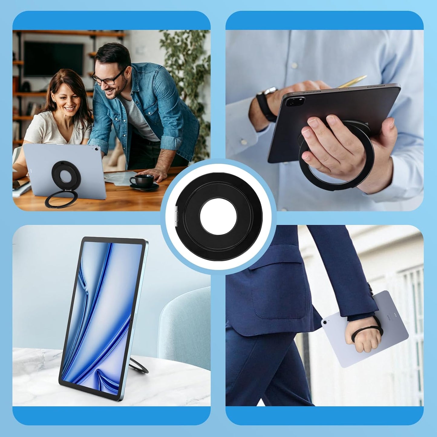 Universal Tablet Mount Holder Stand for iPad - 360° Rotating Tablet Ring Holder Handle Bracket Mount Handle Grip for iPad, Pro, Air, Mini, Samsung Tab, Fire, Kindle, E-Book Compatible to MagSafe Stand