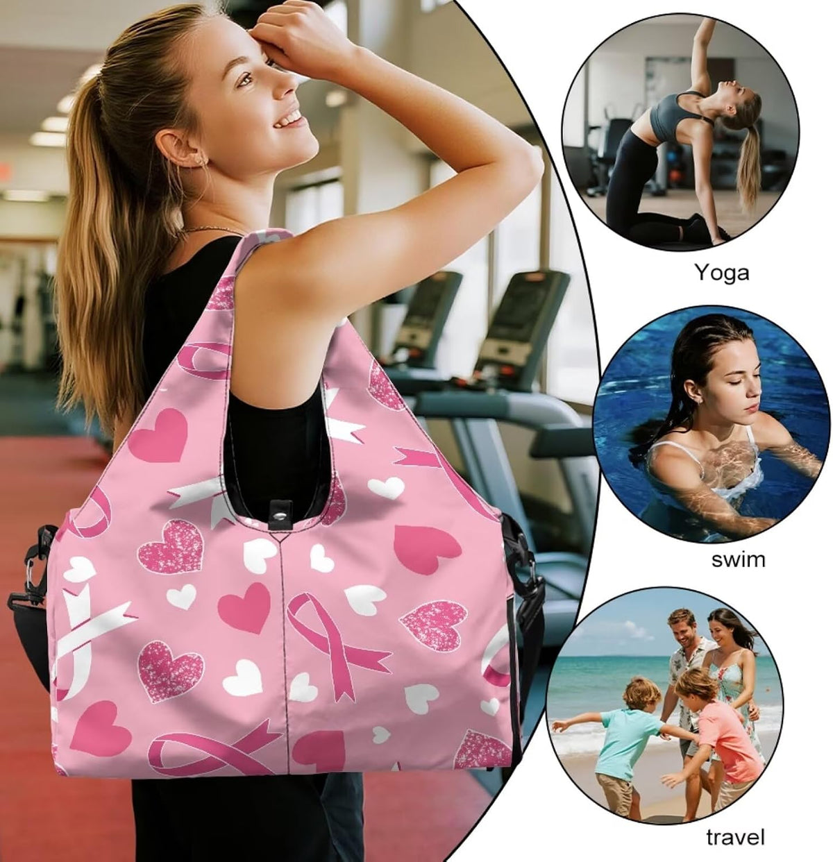 Yoga Mat Bag for Men Women Canvas Yoga Mat Carrier Take In Out Mat Easily for Beach Swim Bags Pool Sports Gym