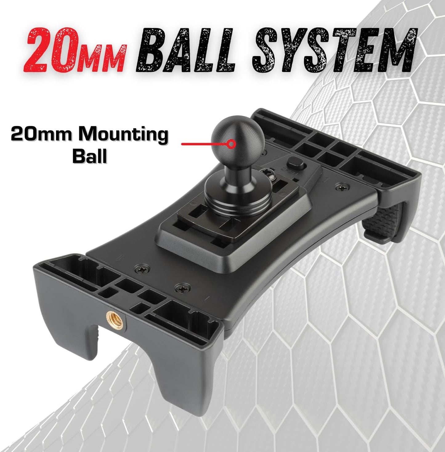 Bulletpoint Mounting Solutions Universal Tablet Mount for Truck Compatible with Apple iPad & Samsung Tablets - 20mm Integrated Ball