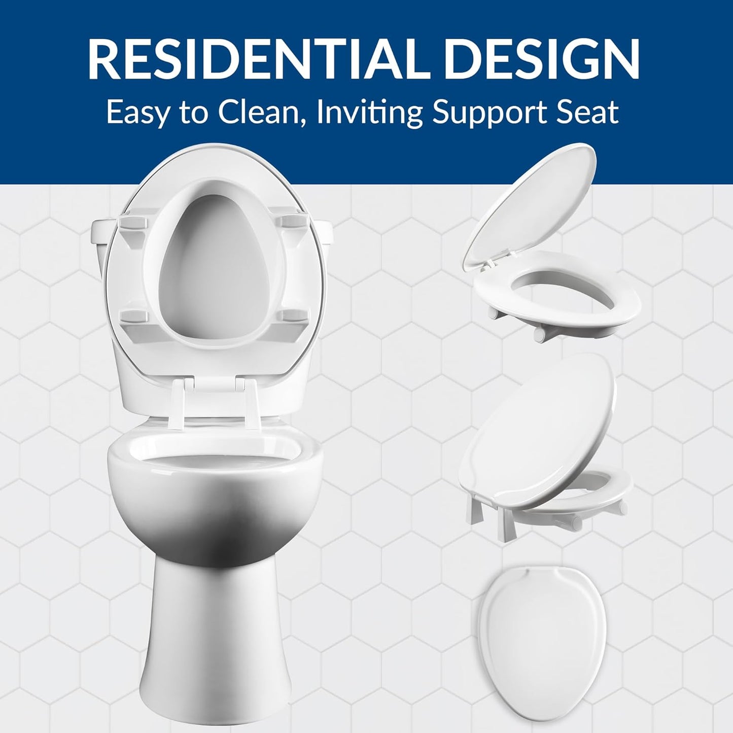 Bemis Assurance 3" Raised Toilet Seat for Seniors, Round, White | Therapist Preferred for Safety, Secure Hinges, Clean Shield Guard