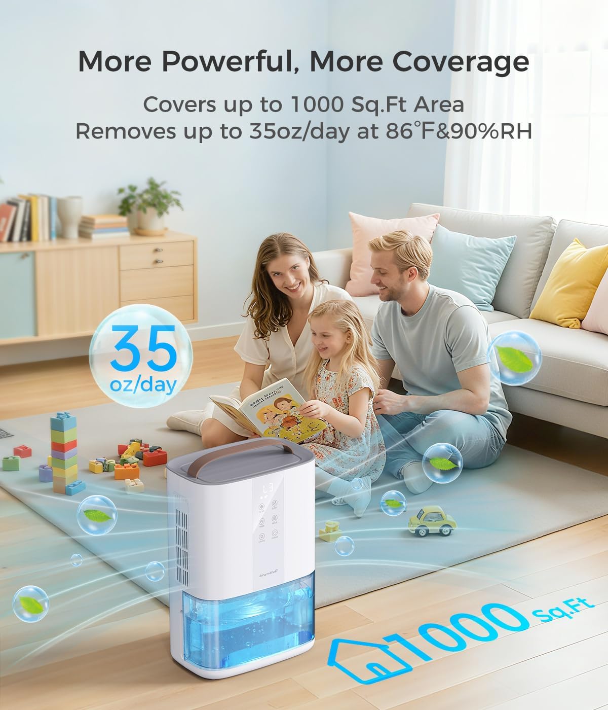 Large Dehumidifiers for Home, 96oz Dehumidifier for Bathroom with Auto Shut-off Auto Defrost, Whisper Quiet Dehumidifier for Bedroom Office RV Closet Wardrobe Basement (1000 Sq.ft)