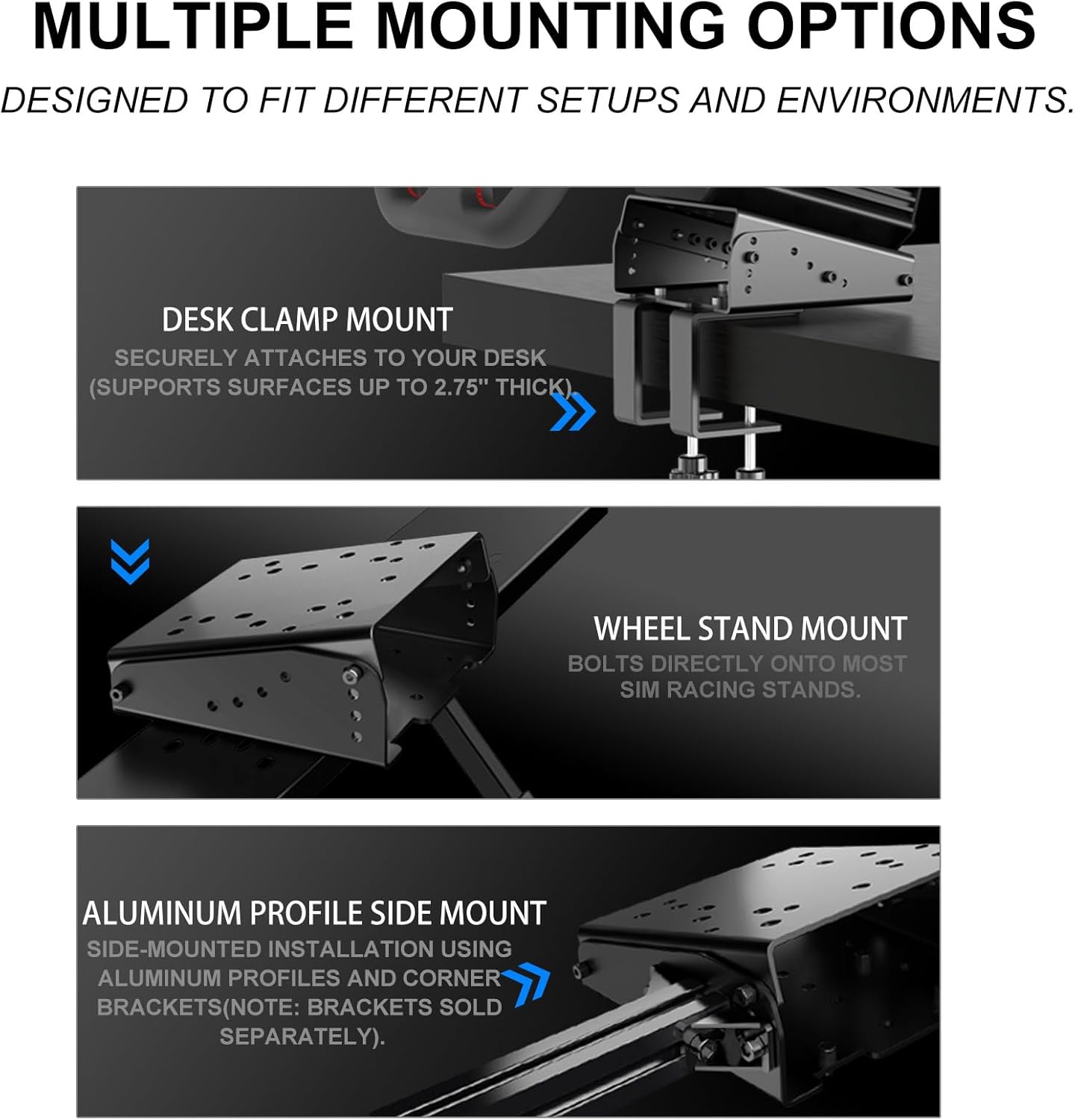 PXN Z9 Sim Racing Wheel Desk Clamp, Rigid Aluminum Racing Wheel Mount with 4-Angle Adjustment for Desk-Based Sim Racing Setups