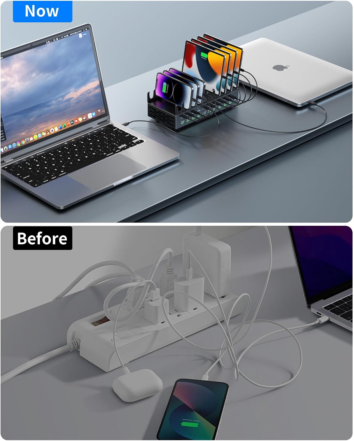 20-Port 690W Charging Station for Multiple Devices, Fast Charger Station | with Dual 100W PD PPS Port, Multi Device USB C Fast Charger Dock for MacBook Pro Laptop, iPhone, iPad, Tablet, Cell Phone