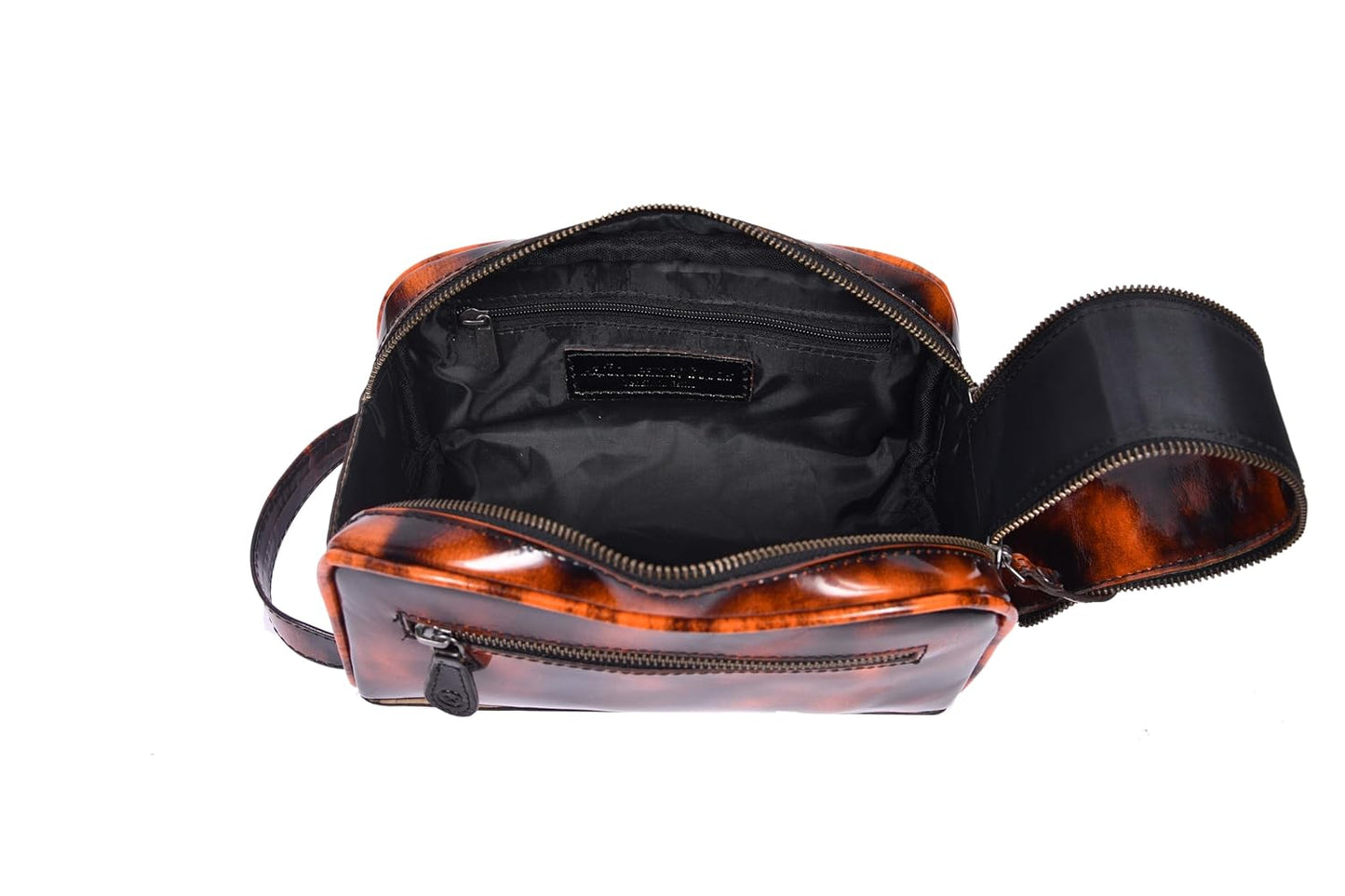 10" Premium Leather Toiletry Travel Pouch With Waterproof Lining | King-Size Handcrafted Vintage Dopp kit By Aaron Leather Goods (Canary Brown)