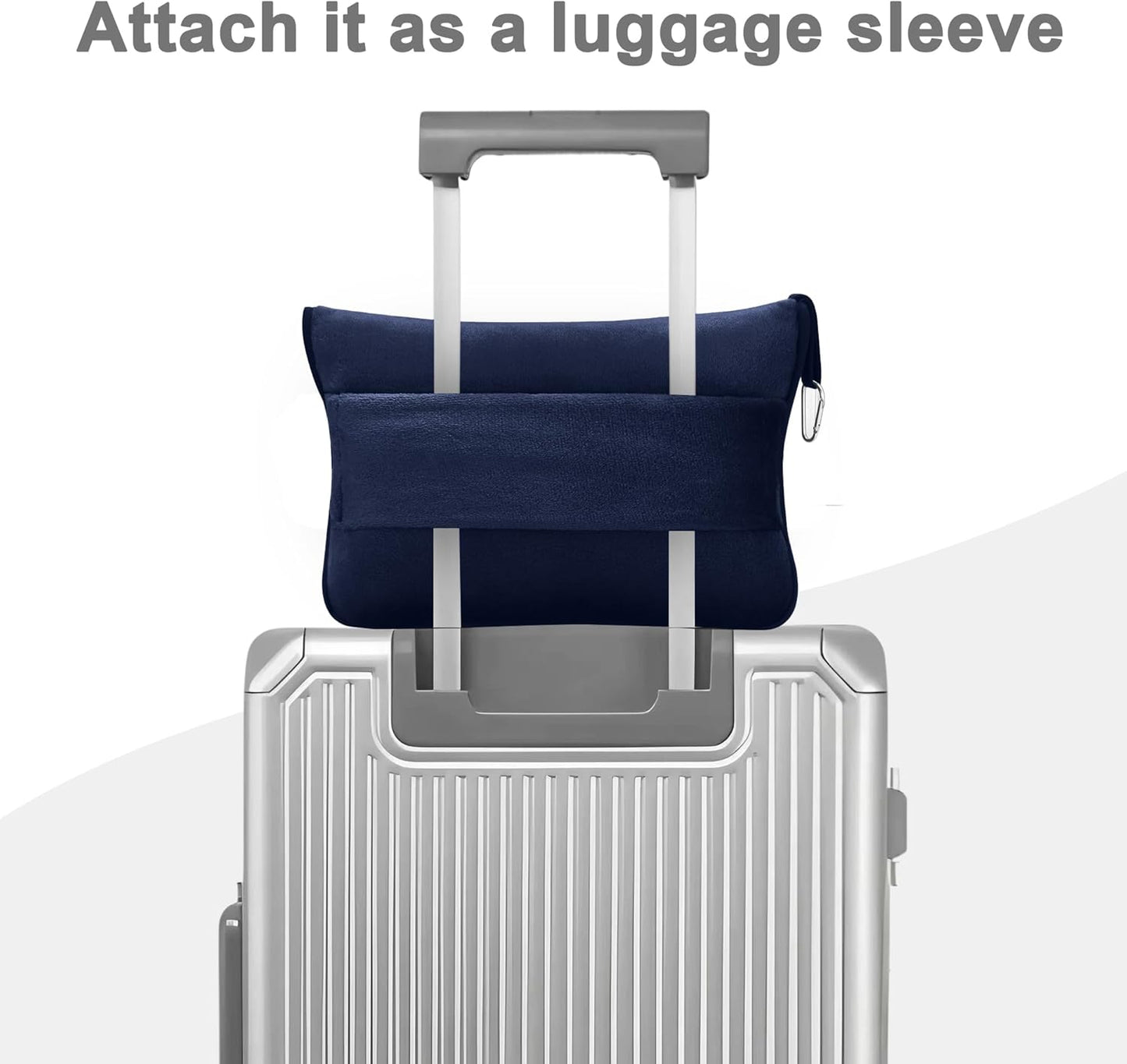 Travel Blanket and Pillow Compact, Premium Soft 2 in 1 Airplane Blanket with Soft Bag Pillowcase，Hand Luggage Sleeve and Backpack Clip (Navy)