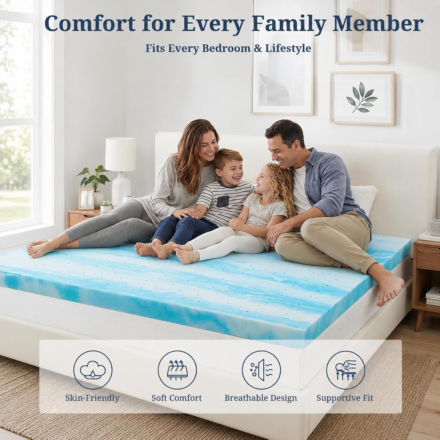IULULU Twin Size Mattress Topper, 2 Inch Gel Memory Foam Topper, Light Comfort Upgrade, CertiPUR-US Certified