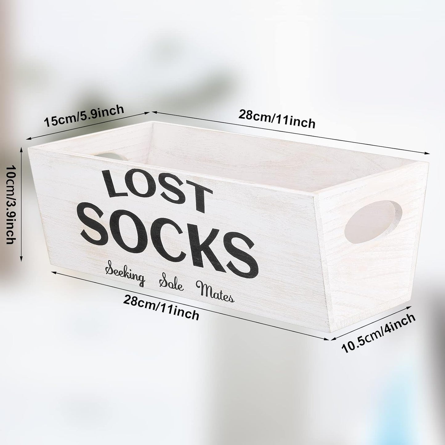 Blulu Lost Socks Basket Sign Farmhouse Laundry Room Decor and Accessories Lost Socks Bin Hanging Wall Storage Organization for Laundry Room Storage(White)