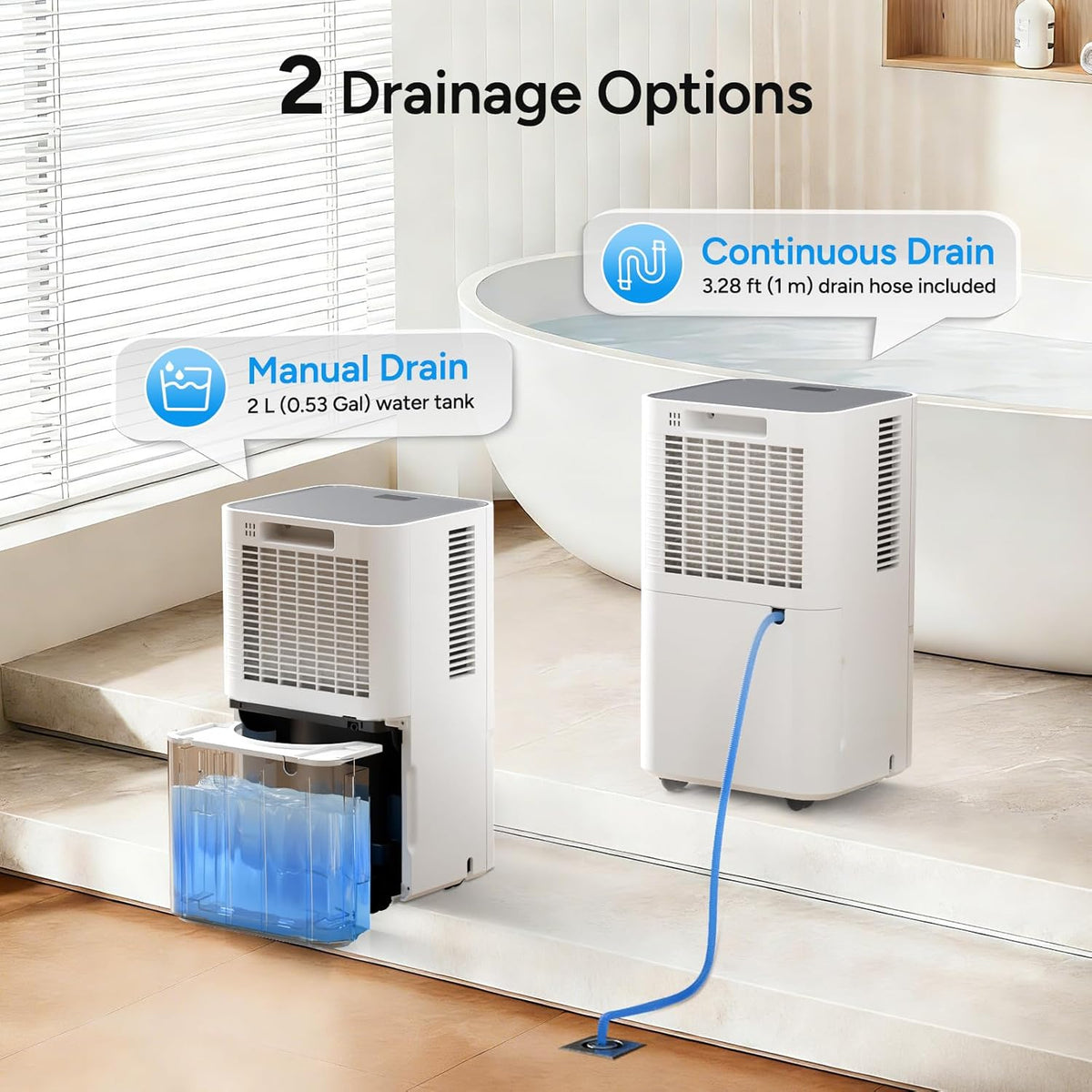 DR.PREPARE 2600 Sq.Ft Energy Star Dehumidifier, Max 38 Pints, Dehumidifier for Basement, Bedroom, bathroom with Drain Hose, Intelligent Humidity Control, Dry Clothes, 3 Modes, Sleep Mode, 24H Timer
