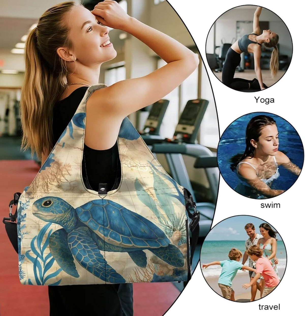 Yoga Mat Bag for Men Women Canvas Yoga Mat Carrier Take In Out Mat Easily for Beach Swim Bags Pool Sports Gym