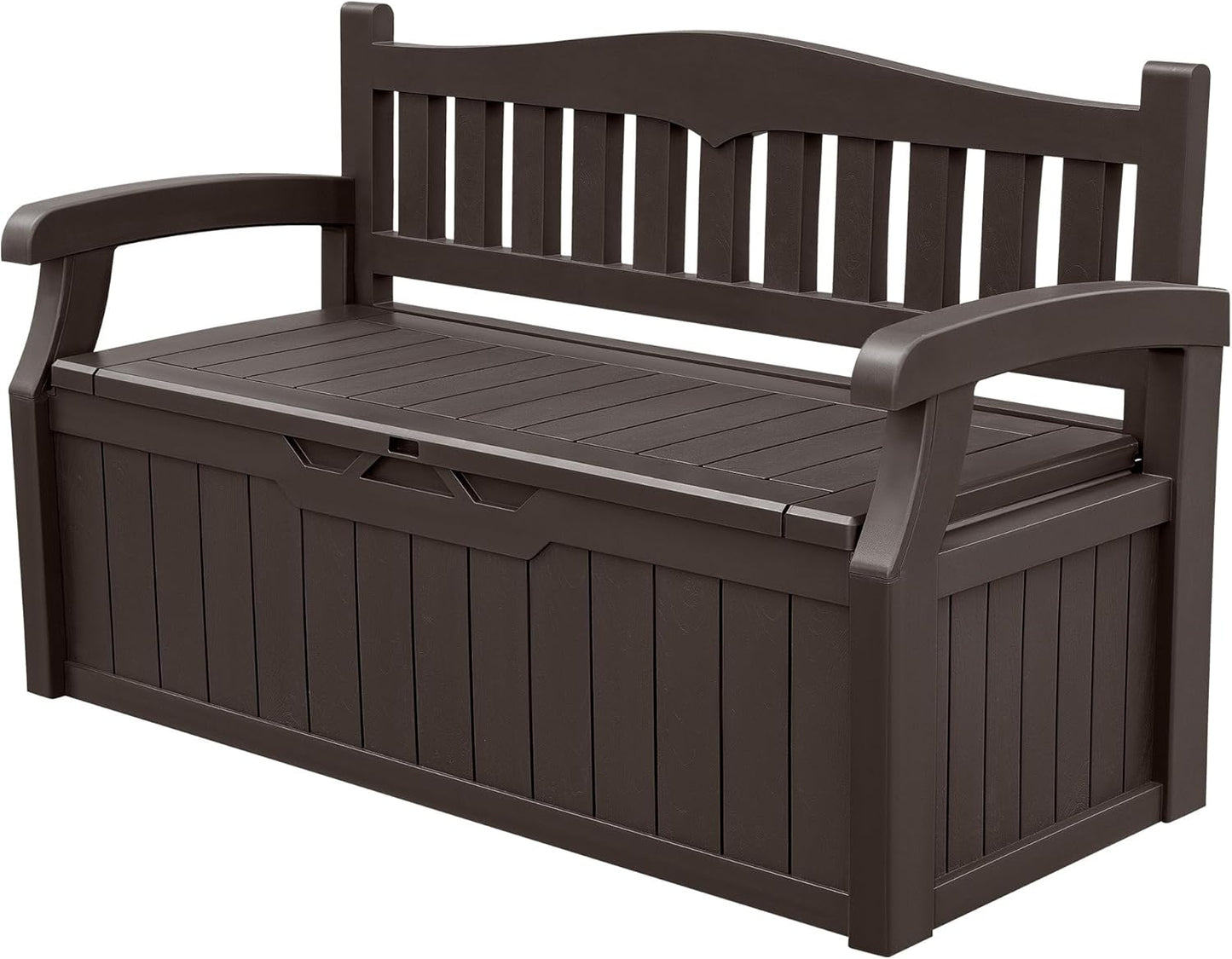 Devoko 80 Gallon Storage Bench Deck Box Lockable for Patio Furniture, Garden Decor and Outdoor Seating for Cushions, Garden Tools and Pool Supplies (Black)