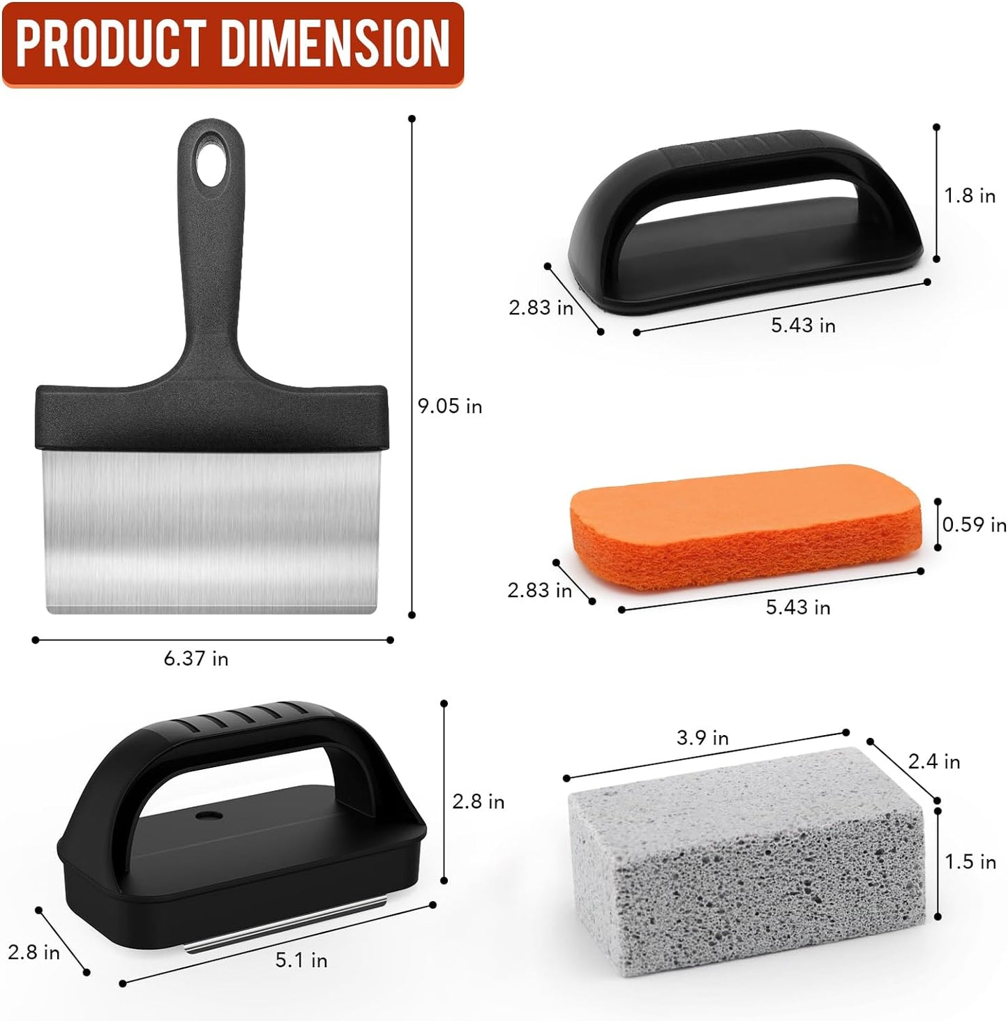AWEASROY Griddle Cleaning Kit for Blackstone, Flat Top Grill Cleaning Kit with Grill Stone, Griddle Scraper & Griddle Brush Easy to Remove Stain
