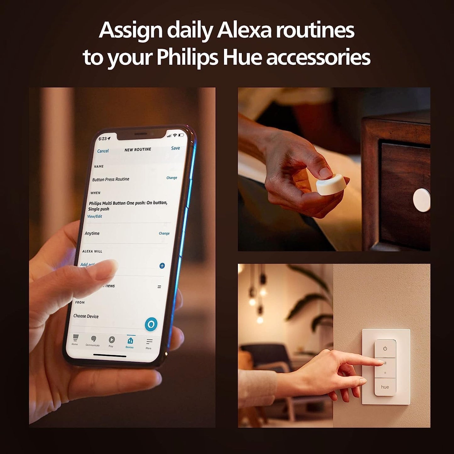 PHILIPS Hue Smart Dimmer Switch Remote, White, 1 Pack, Turns Hue Lights On, Off, Dims or Brightens, Smart Home Control, Requires Bridge, Easy, No-Wire Installation