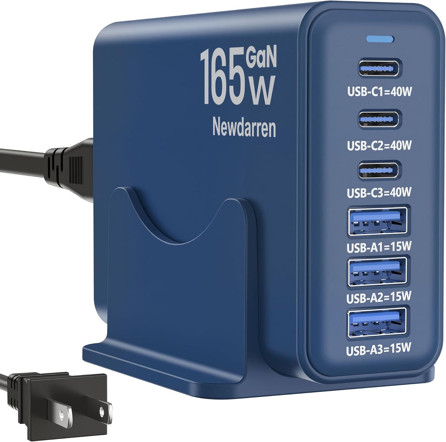 165W GaN USB C Charging Station, 6-Port Desktop Charger with PD 40W USB-C Fast Charging, Multiport Charging Hub for MacBook, iPhone 17/16/15, iPad, Samsung Galaxy, Tablets, Home Office White