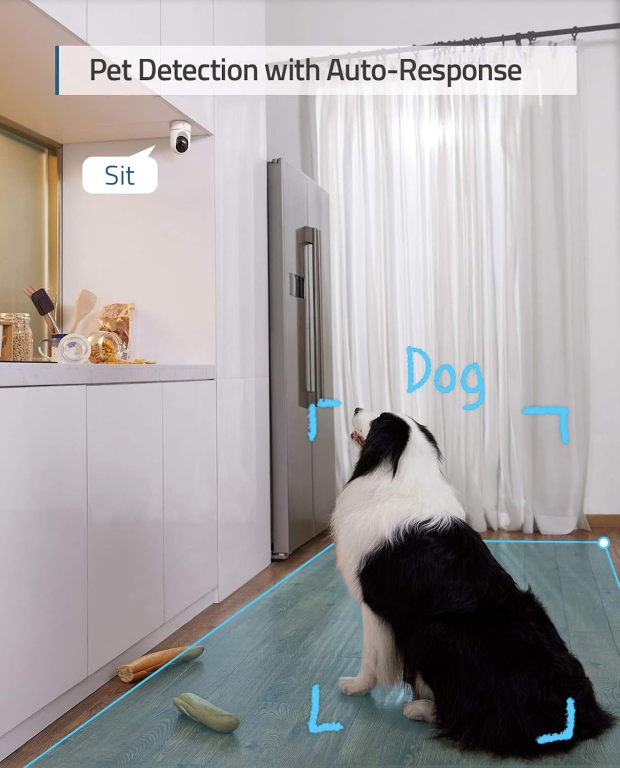eufy Security Indoor Cam E220, Camera for home Security, Pan & Tilt, Dog/Pet Camera, 2K Wi-Fi Plug-in, Motion Tracking&Alerts, Night Vision, HomeBase 3/Mini/Prof S1 Compatible, Voice Assistant Support