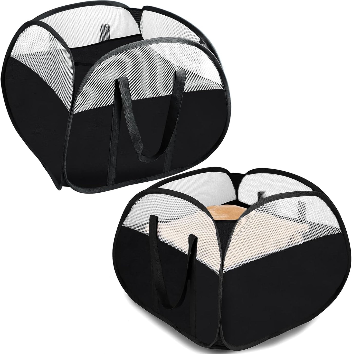 2 Pack Collapsible Laundry Baskets, 90L Large Foldable Laundry Basket, Pop Up Hampers for Laundry, Dirty Clothes Laundry Hamper for Bedroom, Bathroom, Dorm, Laundry Room, Travel or Camping Black