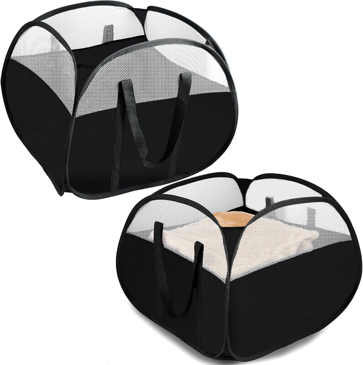 Laundry Basket with Handles 90L, Collapsible Laundry Baskets, Foldable Laundry Basket, Tear-proof Dirty Clothes Pop Up Hampers for Laundry, Bedroom, Bathroom, Dorm, Kids Room, Travel or Campout Black