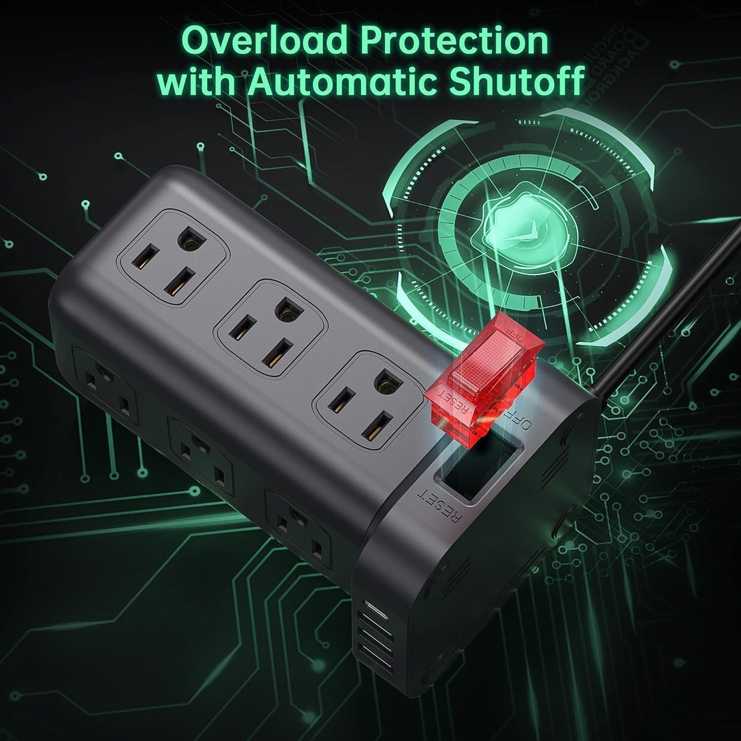 Extension Cord with Multiple Outlets, SMALLRT Surge Protector Power Strip Tower, Outlet Extender with 12 AC Outlets 4 USB, 6.5FT Extension Cord for Home Dorm Room, Office Supplies,Overload Protection