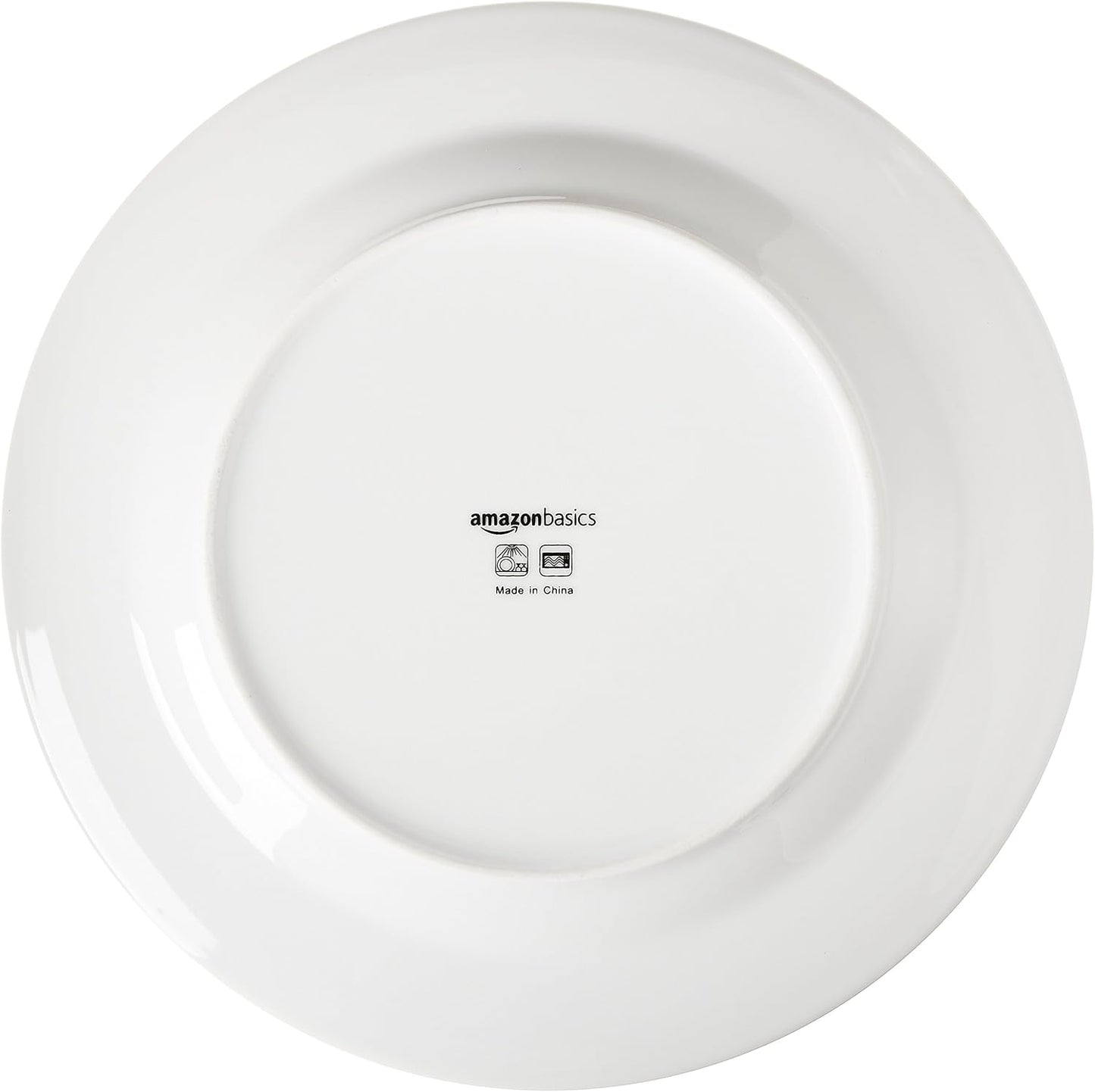 Amazon Basics 6-Piece White Dinner Plate Set, Microwave and Dishwasher Safe for Everyday Use, 10.5 inches