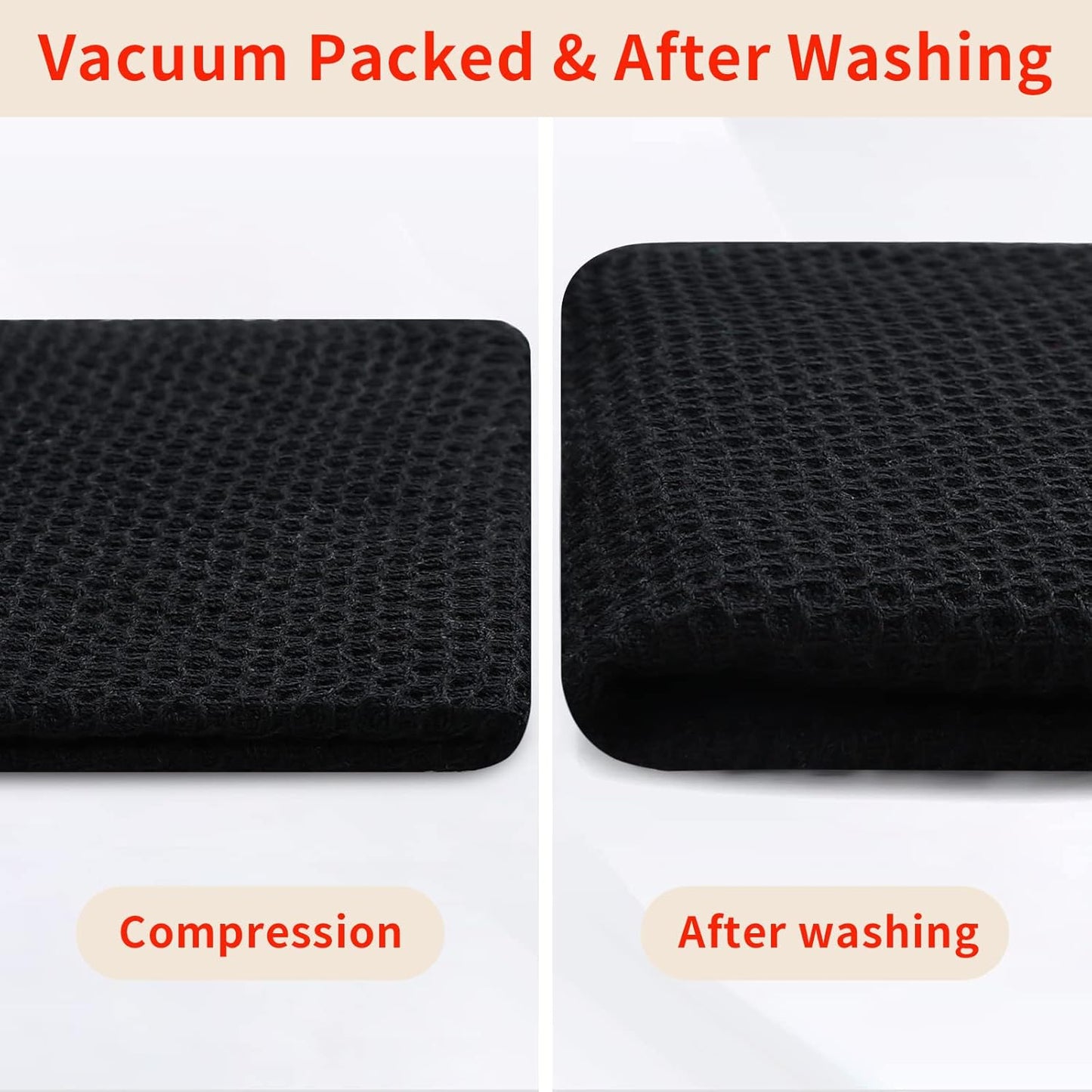 Homaxy 100% Cotton Kitchen Towels and Dishcloths Set, 12 x 12 Inches and 13 x 28 Inches, Set of 8 Bulk Kitchen Towels Set, Ultra Soft Absorbent Dish Cloths for Washing Dishes, Black