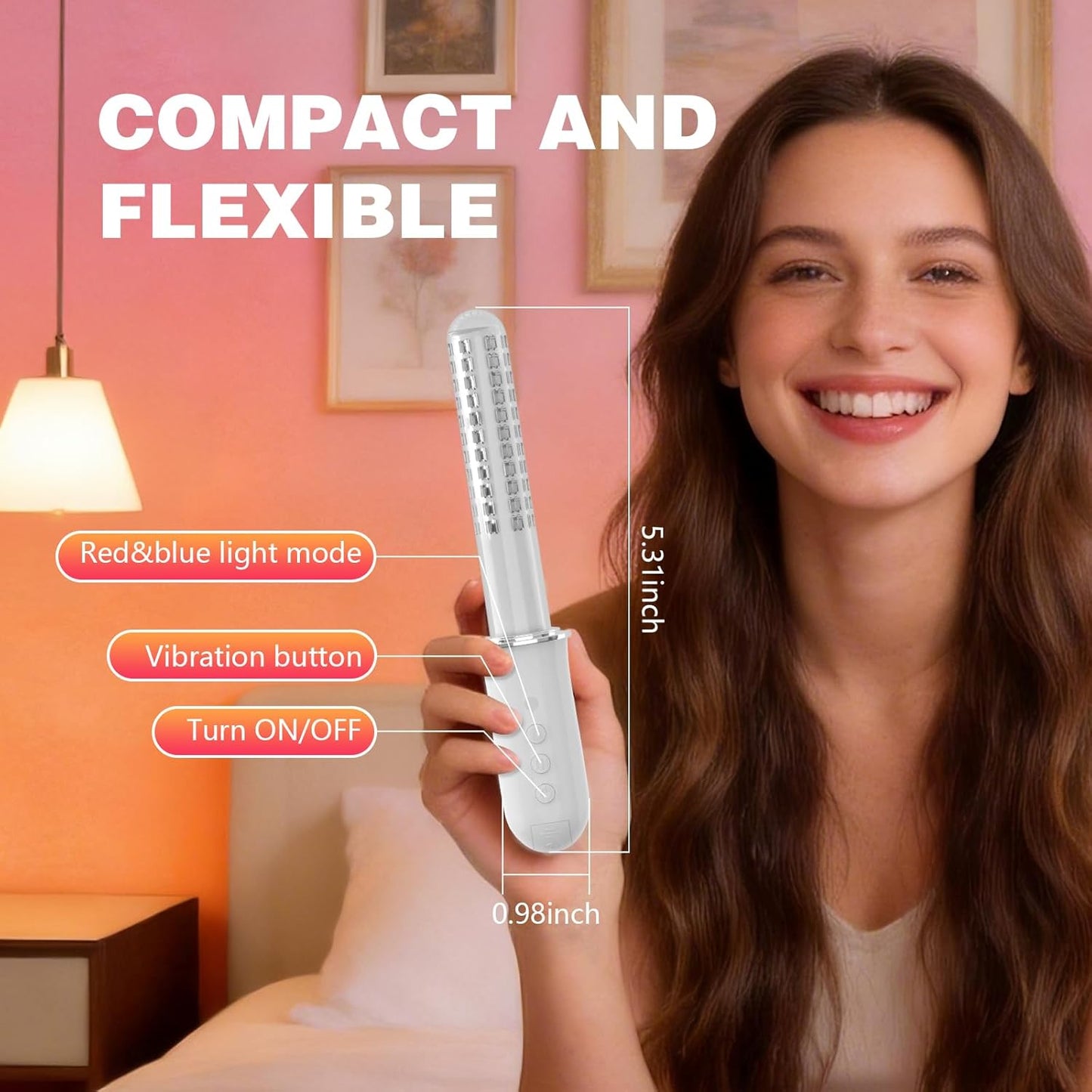 LED Personal Care Light Device with Red & Blue Light, Portable Hygiene Care Wand for Women Home-Use, Auto 35-Min Timer, USB Rechargeable Wellness Tool for Daily Care