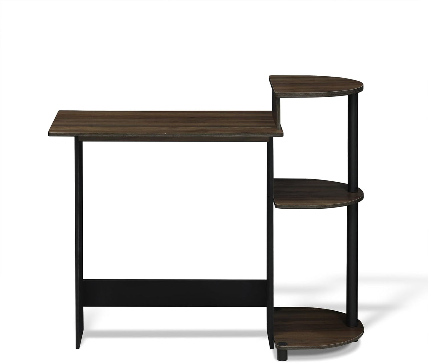 Furinno COMPACT Desk, 28.5" Wide Gaming Desk with Shelves, Computer Desk with Book Shelf, Office Desk for Home Office, Study Room, Dorm, Bedroom, Columbia Walnut