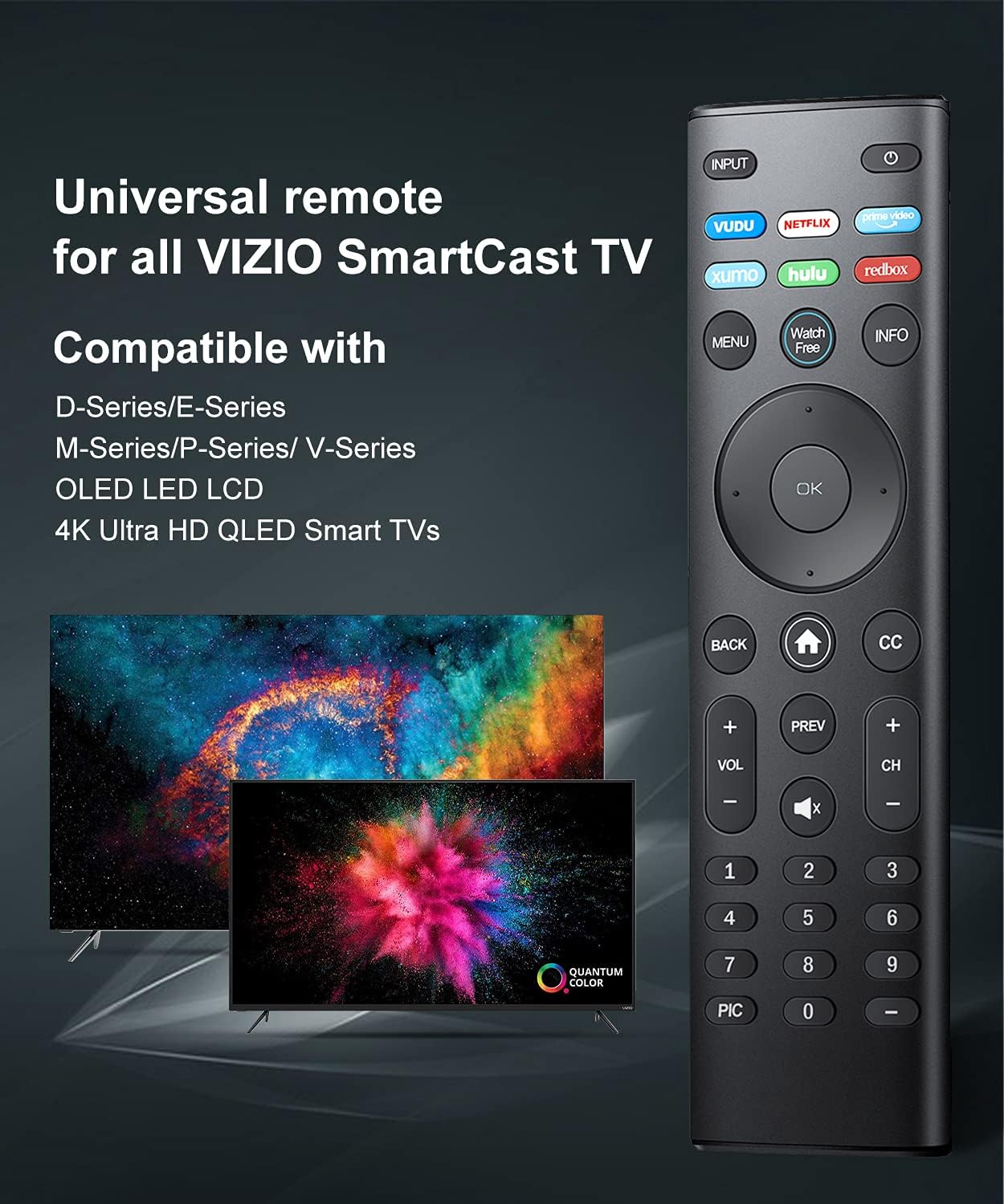 for Vizio smart tv Remote Replacement,Compatible with vizio TV D-Series,M-Series,V-Series,UHD LED LCD Smart TV