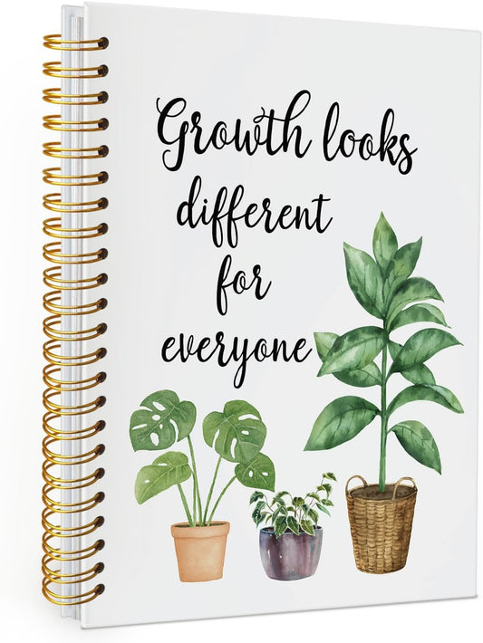 Wheatwin Inspirational Hardcover Spiral Journal Notebook, Motivational Journal Gifts for Women Students Teachers Therapists, Growth Looks Different for Everyone Plant Notebook 5.5x8.3
