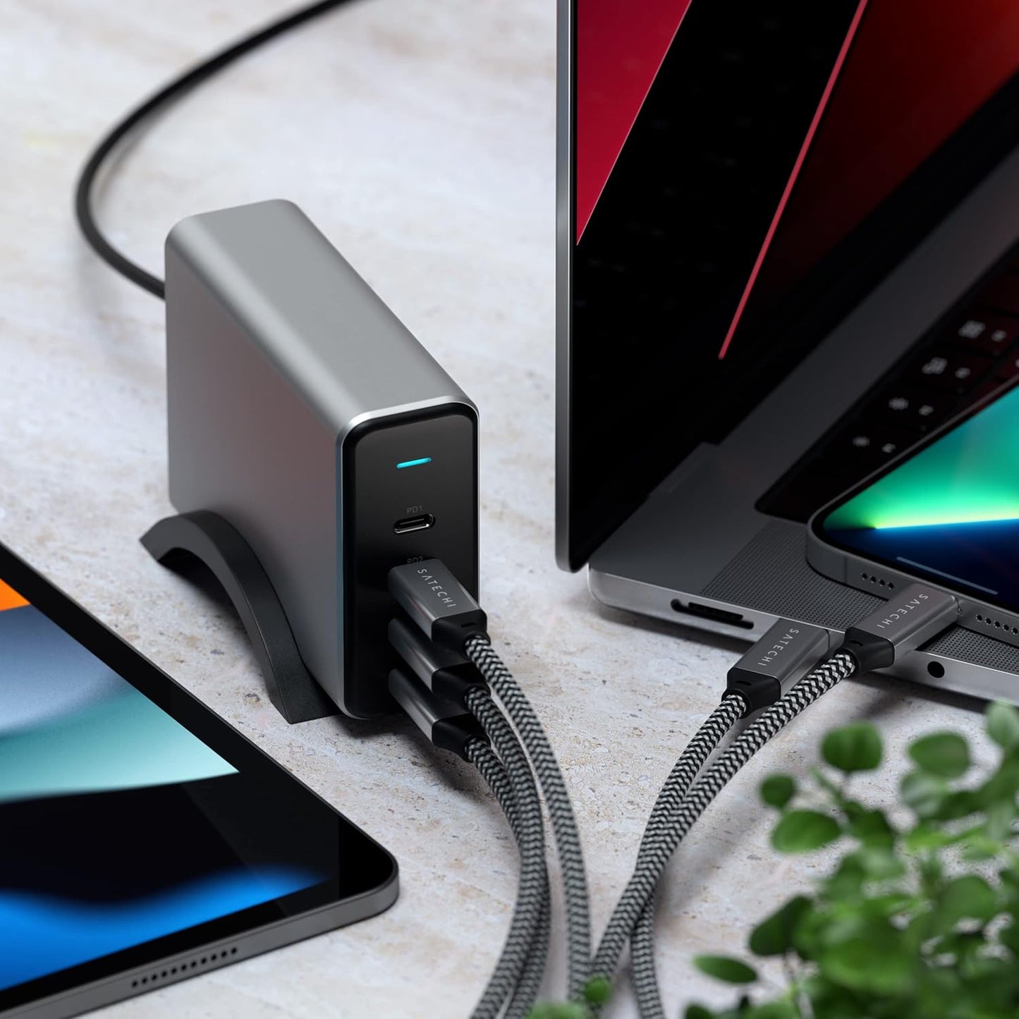 Satechi 165W 4-Port USB-C GaN Charging Station, for Laptops, Tablets | For laptops, tablets, and phones, compatible with MacBook Air/Pro/Neo, iPad Air/Pro, iPhone 17, Galaxy S25, Windows