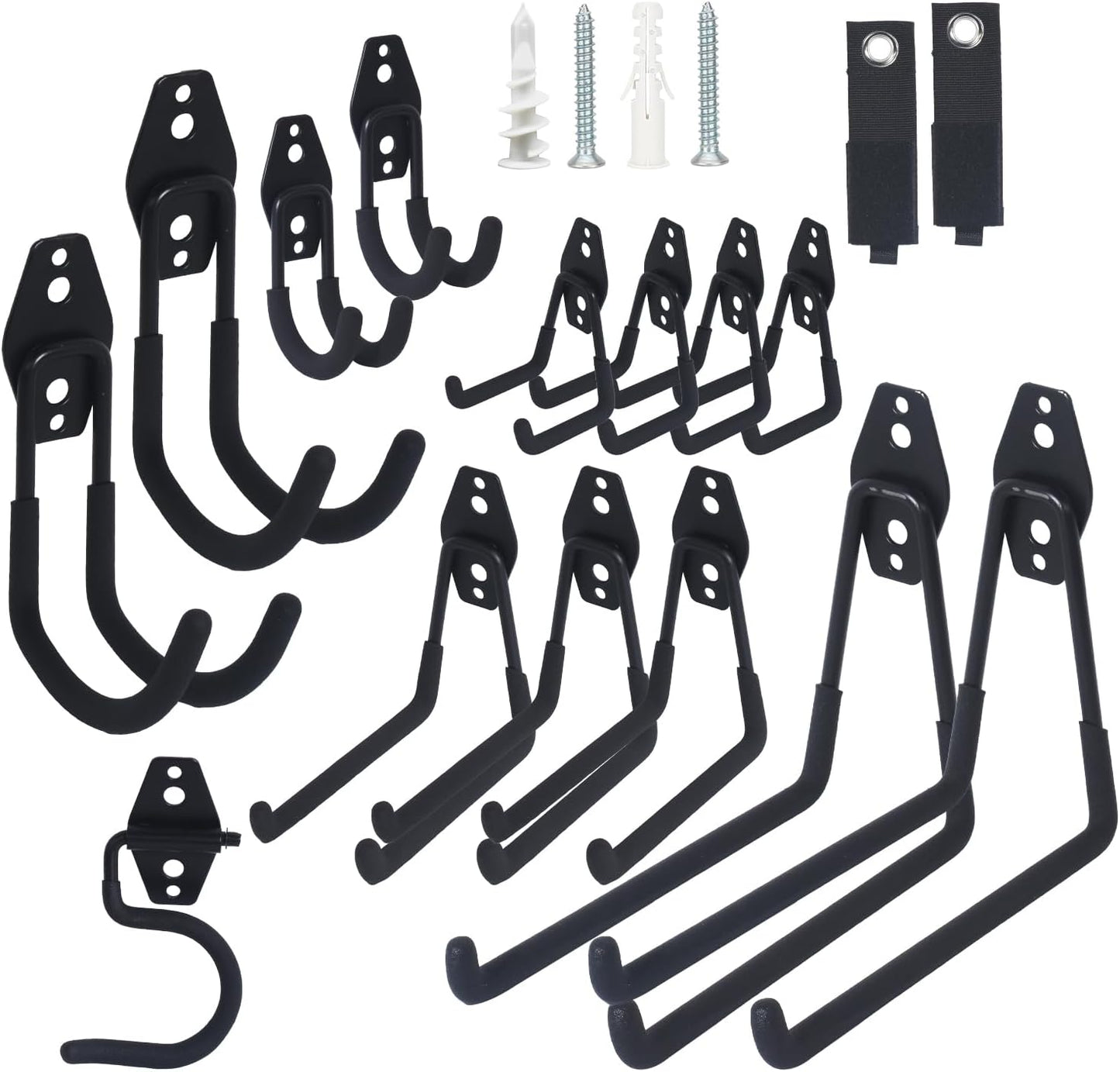 Moneek's Hardware 16 Pack Garage Storage Hook Anti-Slip Coating Heavy Duty Wall Mount Hooks for Hanging Bikes, Ladder, Garden Power Tools