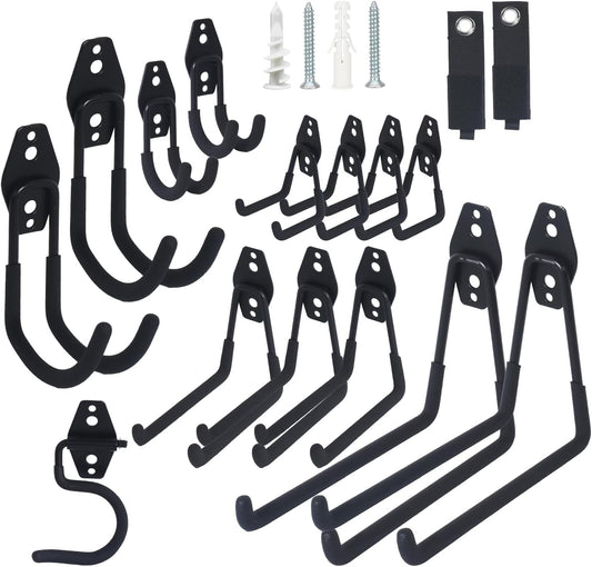Moneek's Hardware 16 Pack Garage Storage Hook Anti-Slip Coating Heavy Duty Wall Mount Hooks for Hanging Bikes, Ladder, Garden Power Tools