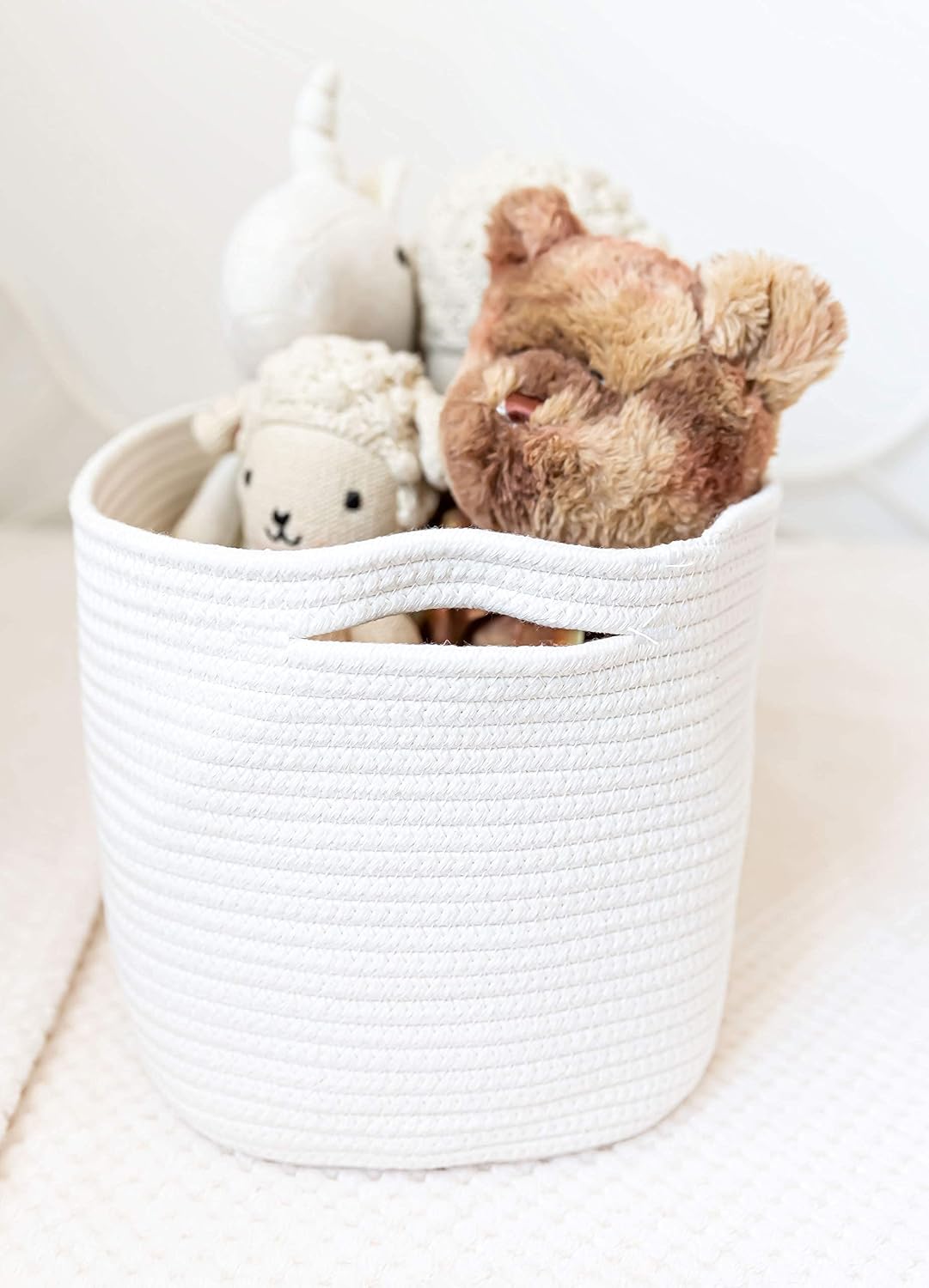 OrganiHaus Cotton Rope Baskets for Shelves, Set of 3, 15x9x10 | Handwoven; a toy bin and organizer for towels, books, or blankets; fits nursery, playroom, or bedroom decor