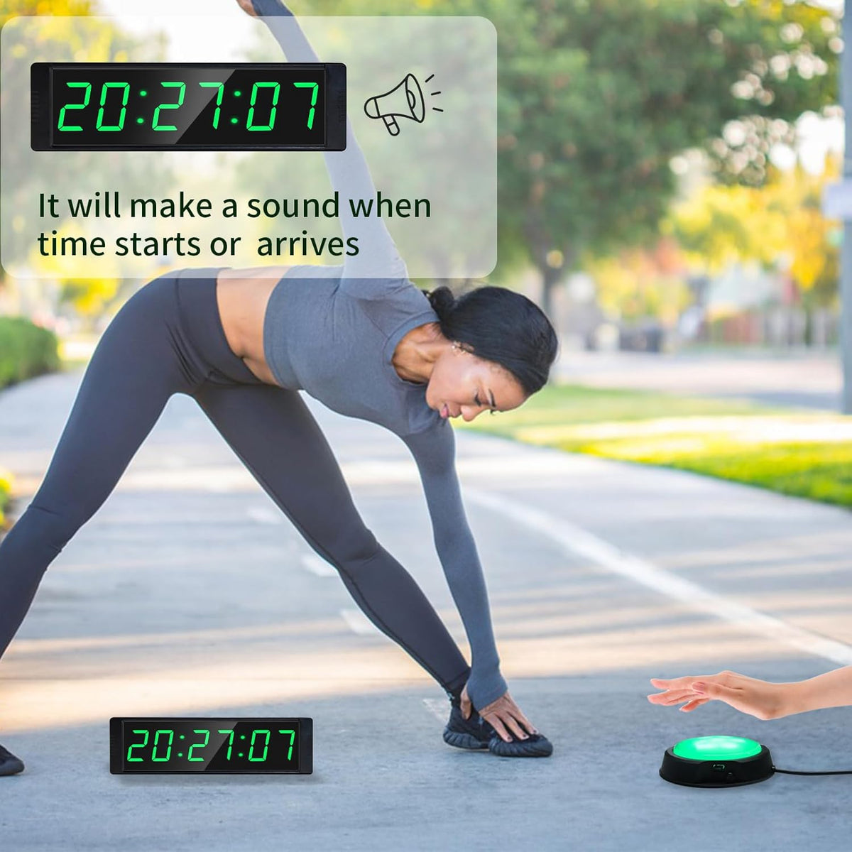 YZ Gym Timer Clock for Home Gym, Fitness Timer with Stopwatch Button, Large Digital Stopwatch Countdown Clock, 12/24H Digital Wall Clock
