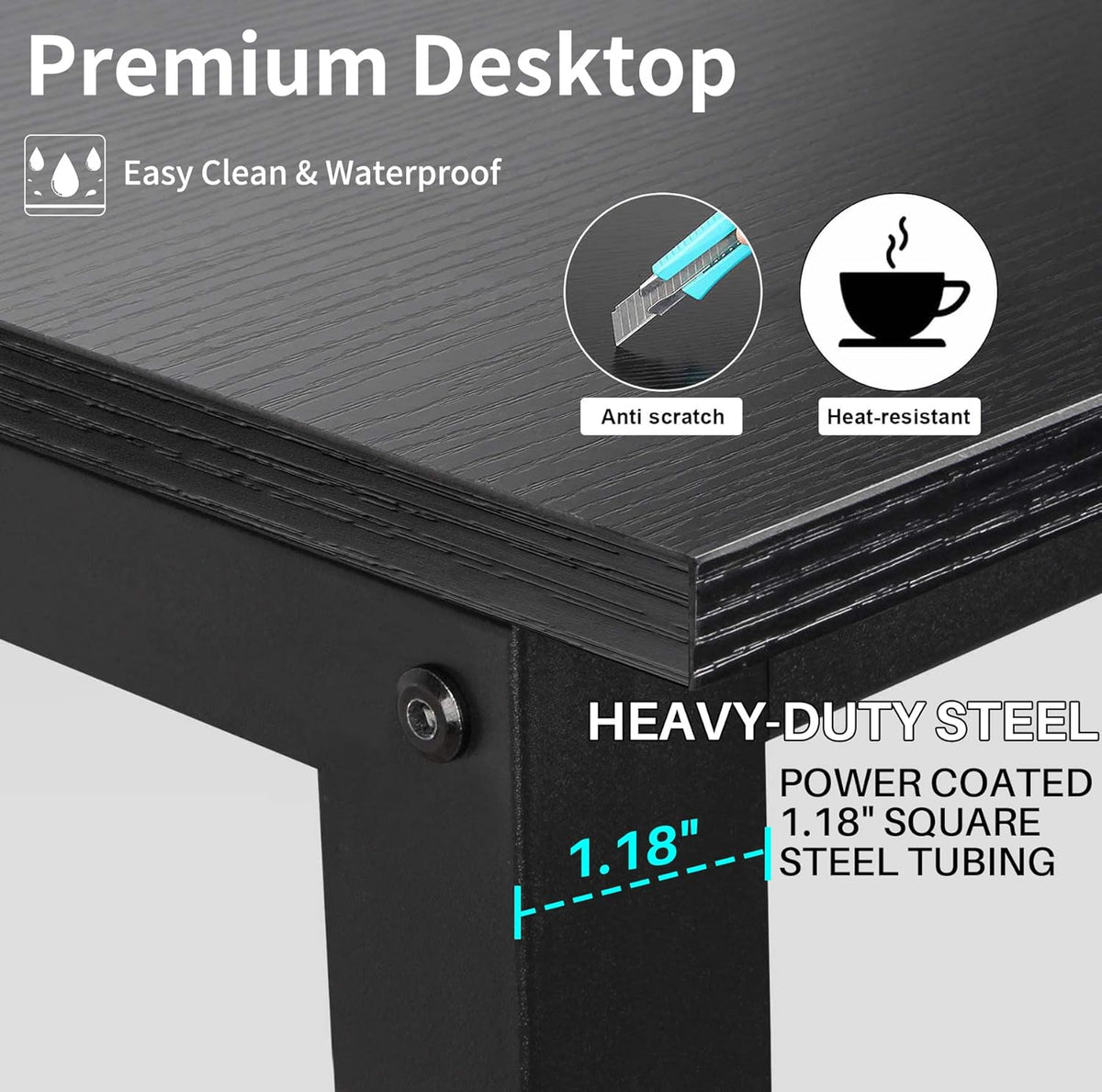 Aquzee Computer Desk with Hutch and Bookshelves, Large Leg Room 47 inch Width Black Desk with Space Saving Storage Shelves for Home Office,Study, Work, Easy Assemble