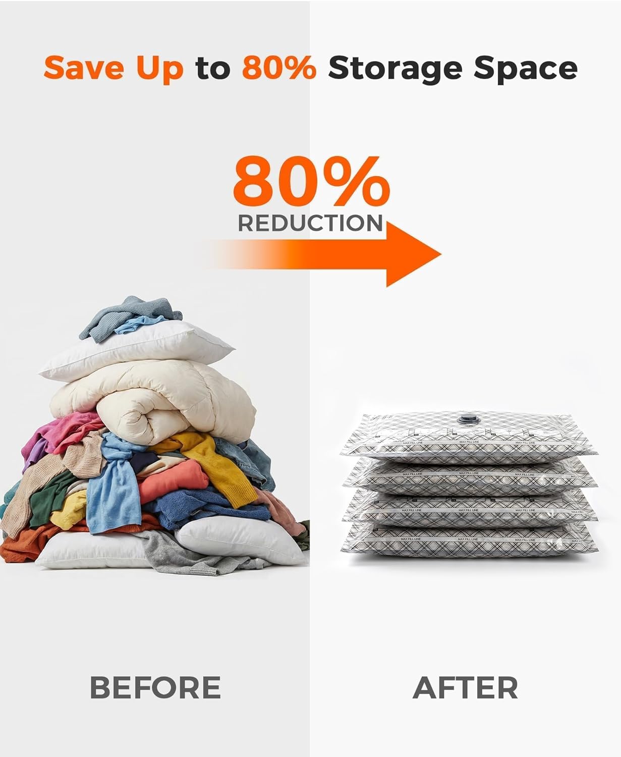 15pcs Vacuum Seal Bags for Clothing Travel, Cordless Pump, Carry-on Size Compression Packing Bags, 4000Pa Suction & 2000mAh Battery, Vacuum Storage Bags for Clothes, Luggage, Suitcase, Space Saver