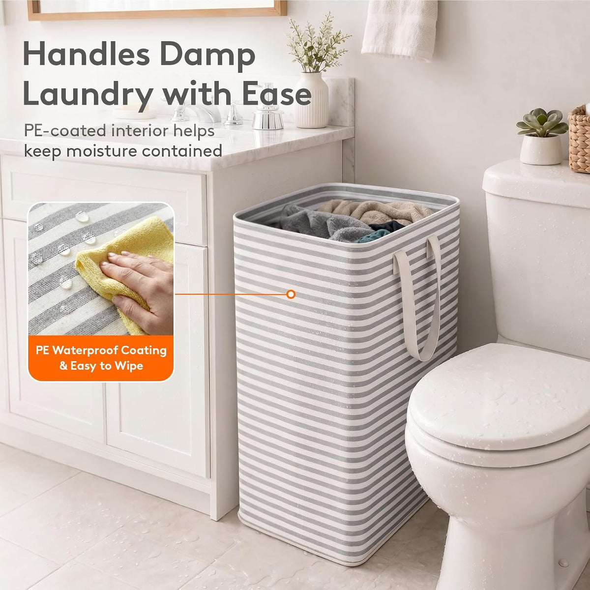 Lifewit 80L Large Laundry Baskets, 2 Pack, Reinforced Handles, Grey