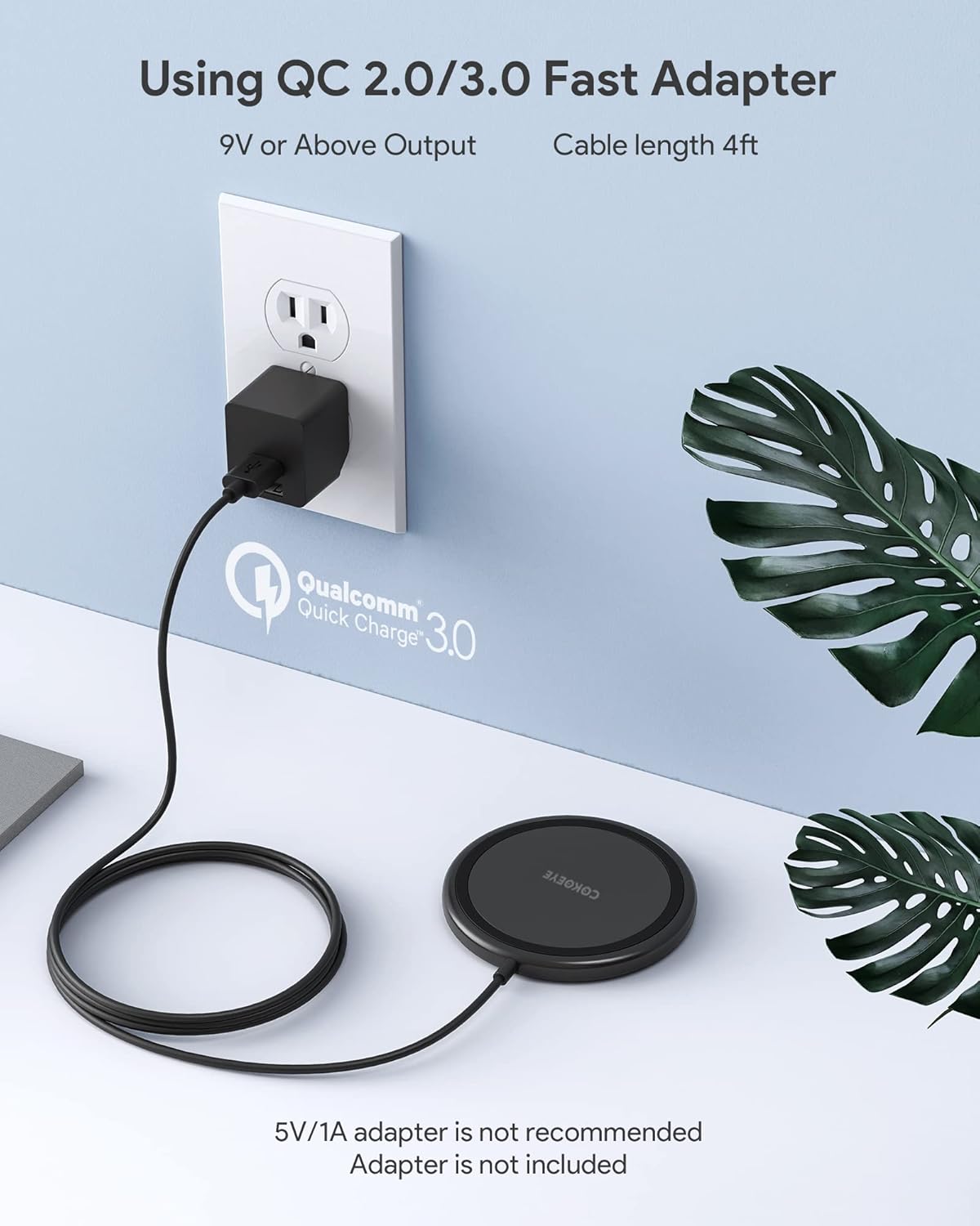 COKOEYE Wireless Charger, 15W Max Fast Wireless Charging Pad 2-Pack Compatible with iPhone 17/17 Air/17 Pro/17 Pro Max/16/15/14/13/12/Samsung S24/S24Ultra/S23Ultra/S22/S21,AirPods Pro2