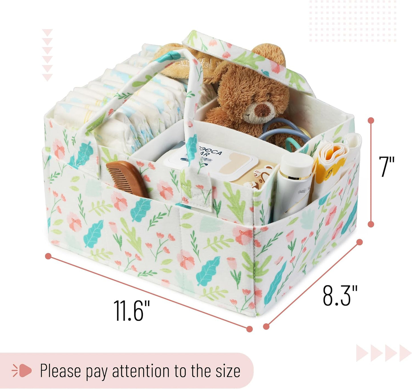 Mr. Pen- Baby Diaper Caddy Organizer, Blooming Palette, Nursery Storage Bin and Car Organizer for Diapers and Baby Wipes