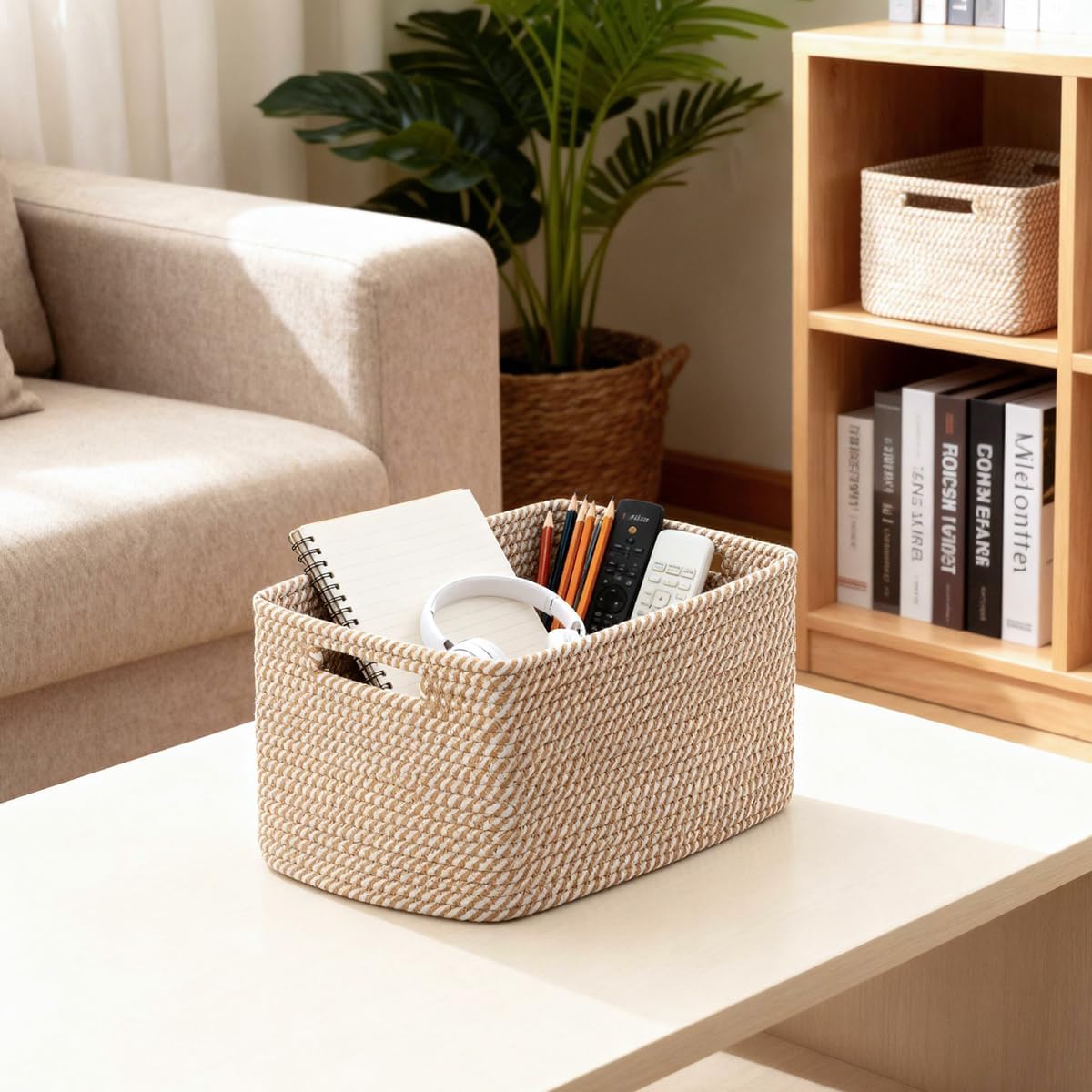 5 Pack Woven Storage Baskets, Decorative Storage Bins for Organizing